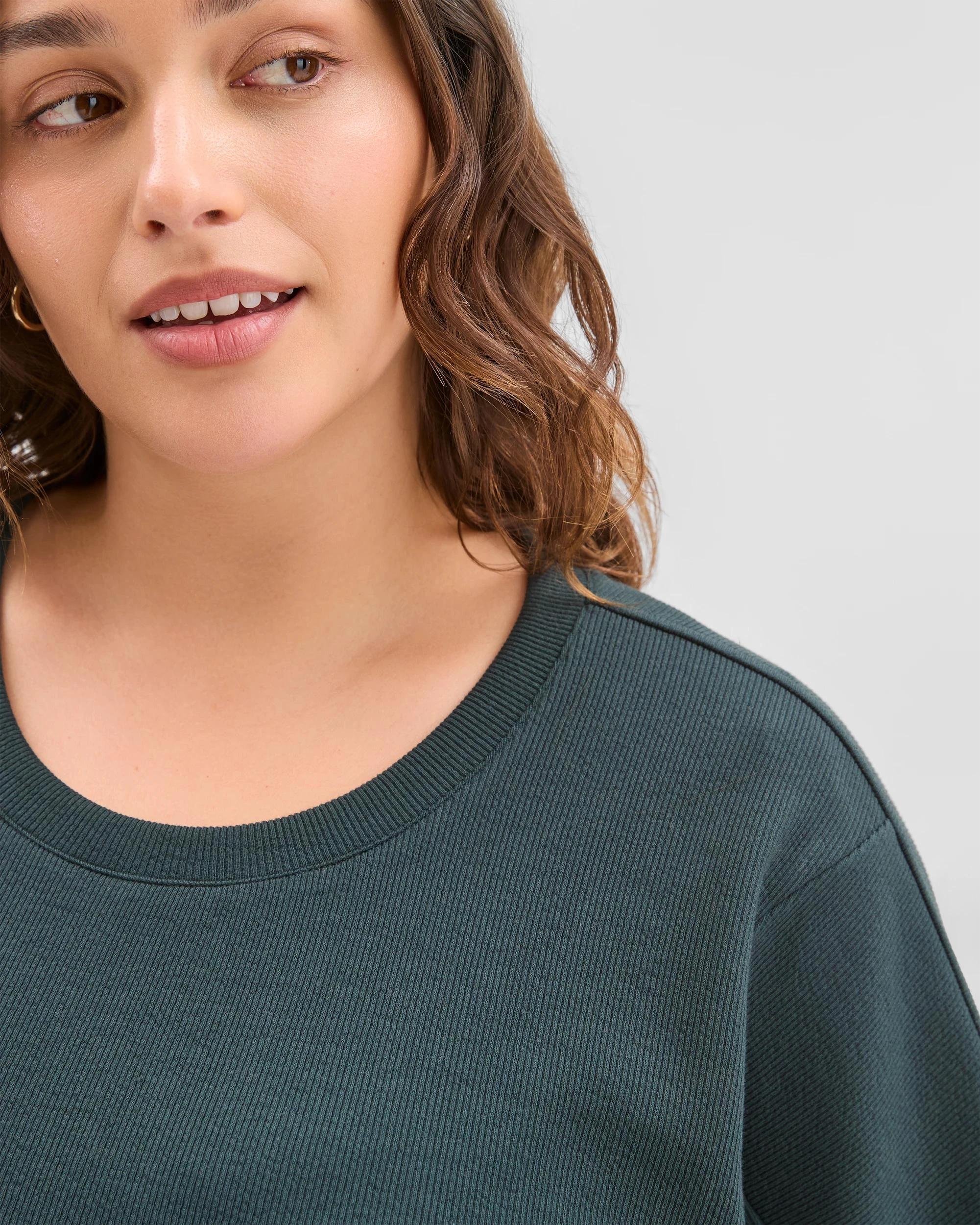 5 Target Curve Plus Size Spliced Boxy Textured T-Shirt MIDNIGHT JADE, 5 of 6