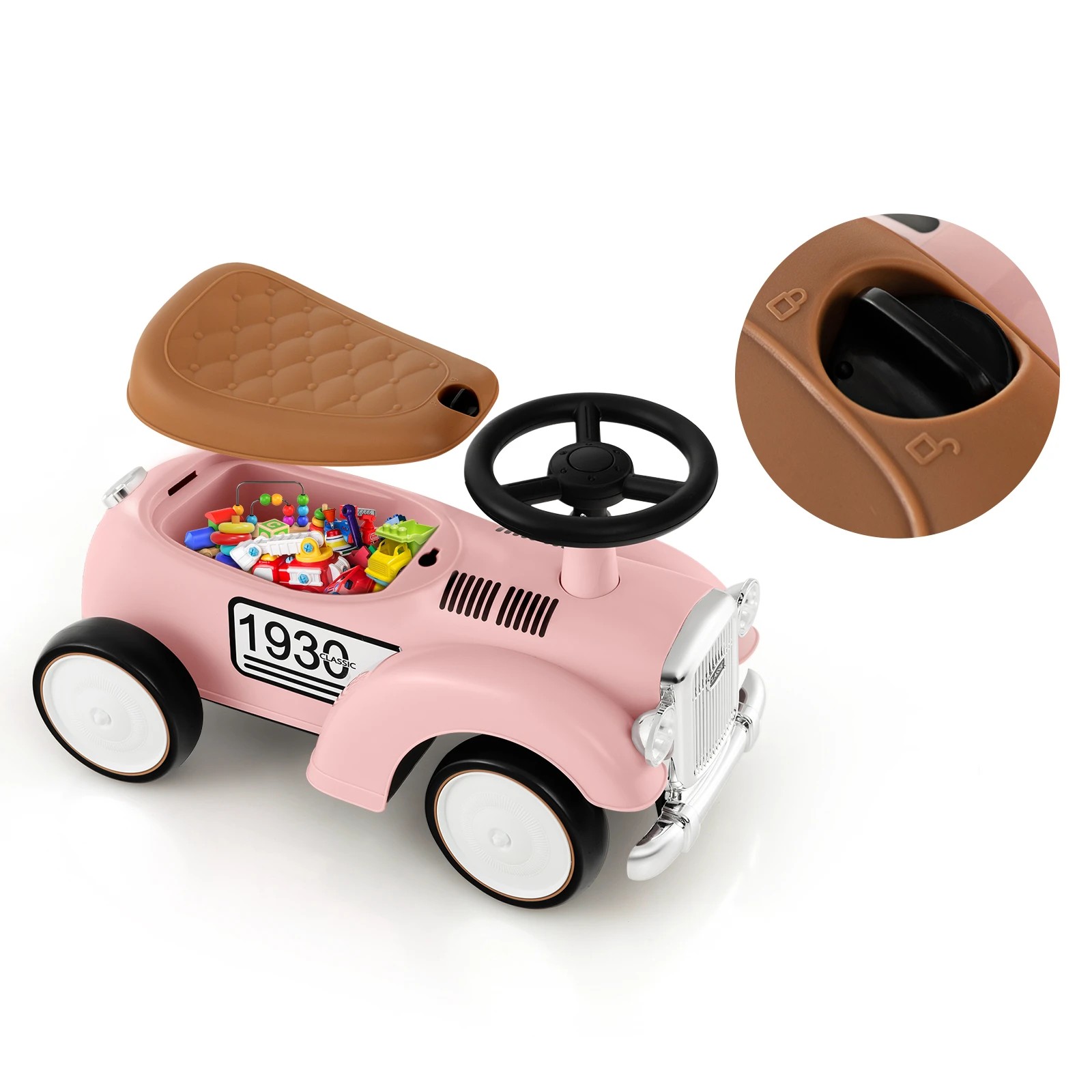 3 Costway Foot to Floor Kids Riding Car Toy Walker Vehicle - Pink, 3 of 5