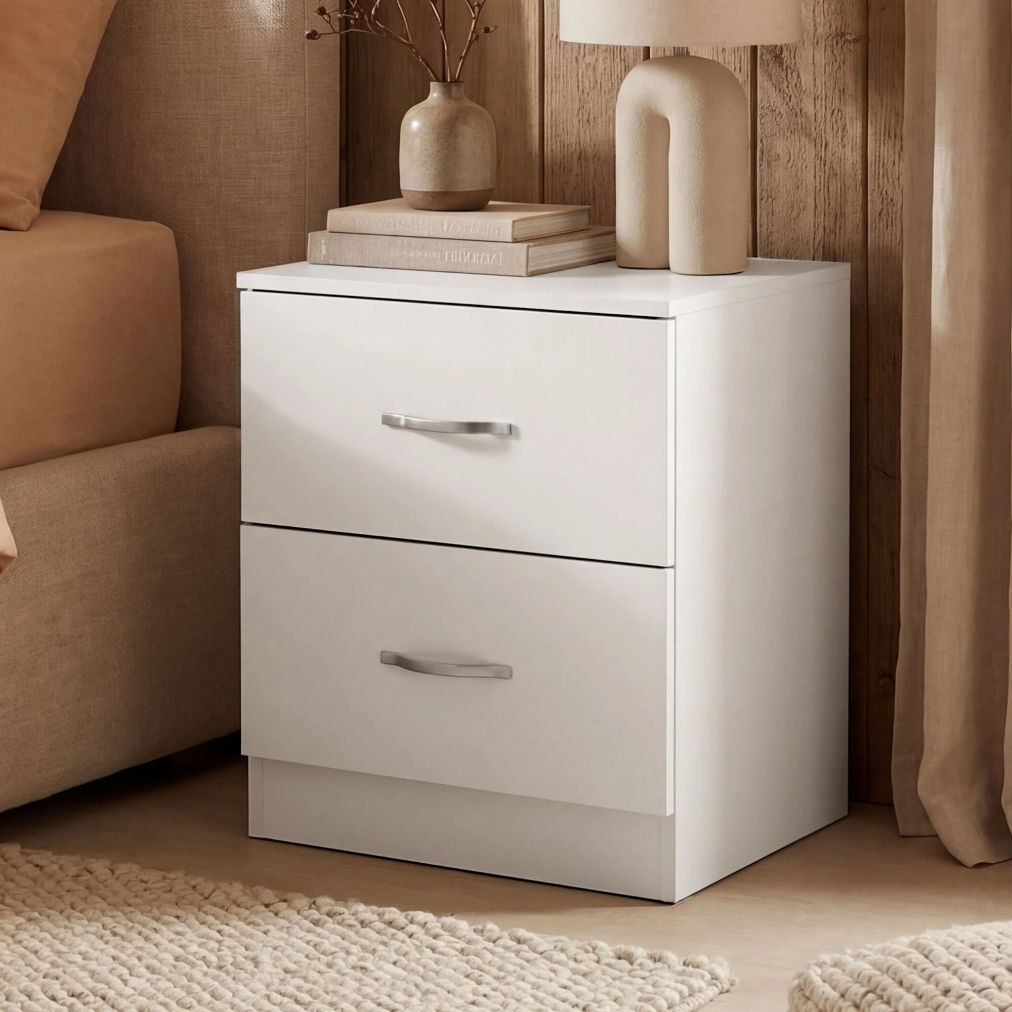 7 Levede Bedside Table 2 Drawers Storage Nightstand Bedroom - White, 7 of 9