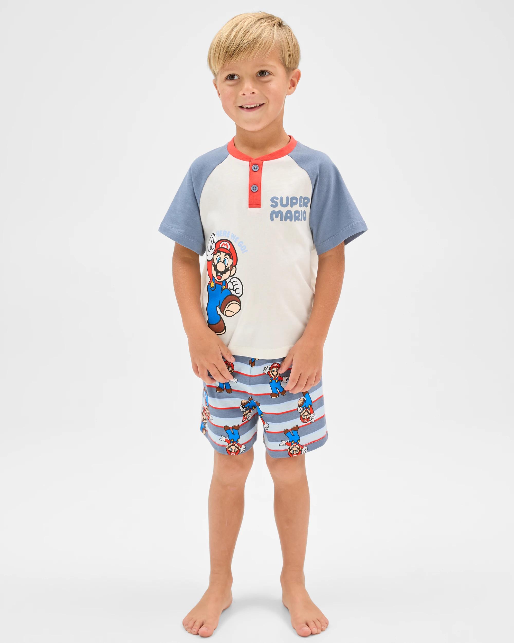 1 Super Mario Australian Cotton Younger Boys Pyjama Set MULTI MARIO, 1 of 8