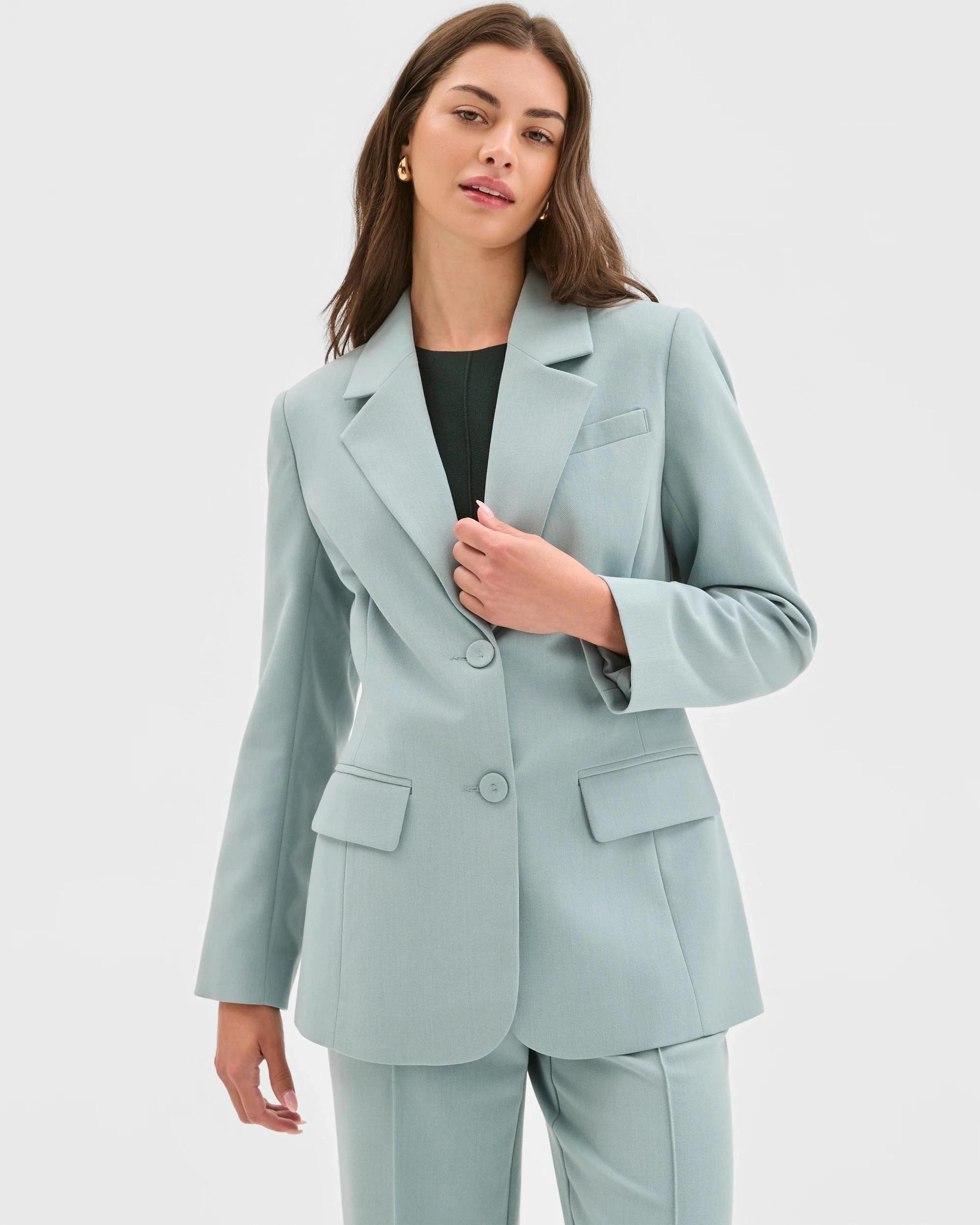 2 Target Petites Petites Single Breasted Self Stripe Blazer SLATE, 2 of 5