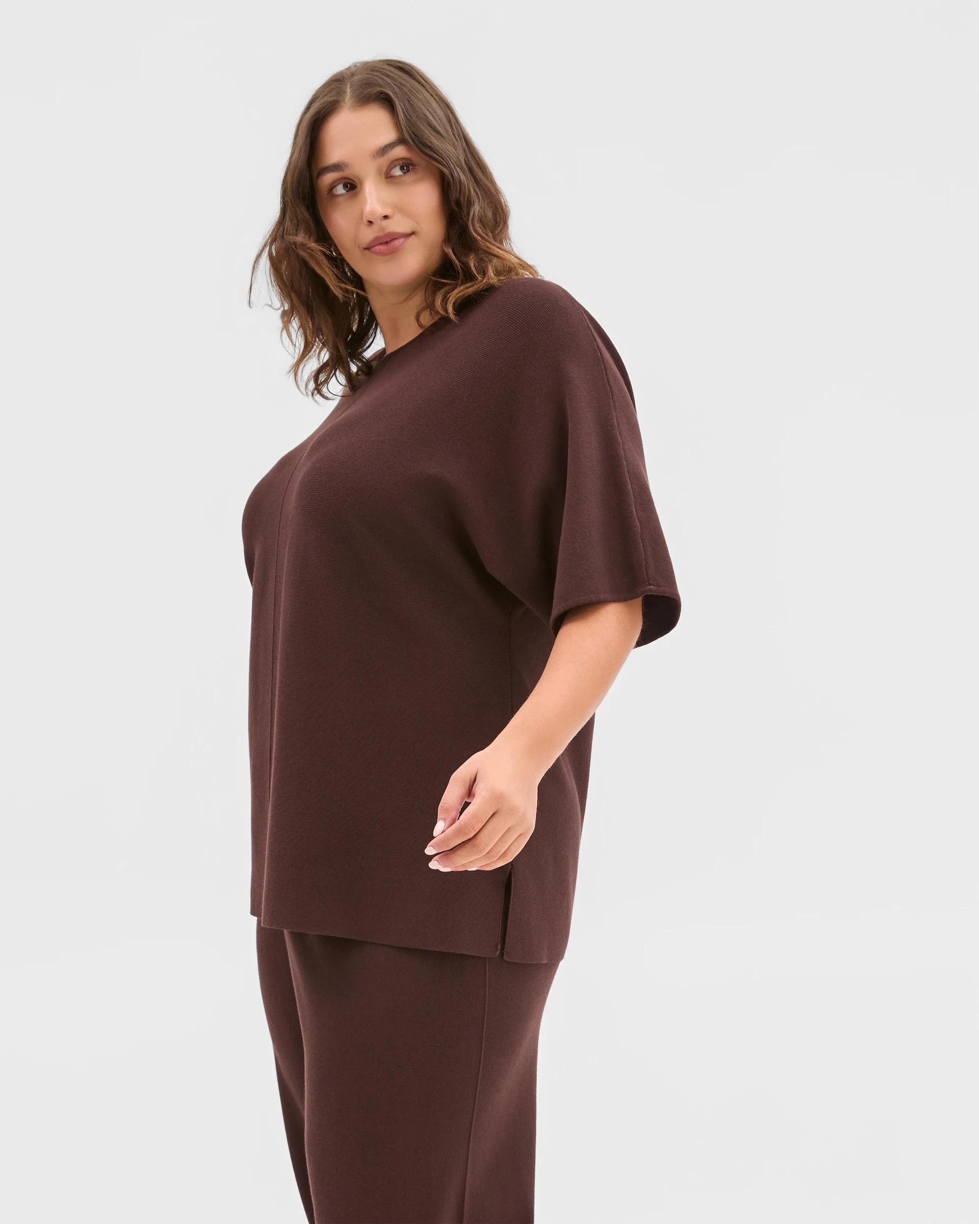 4 Target Curve Plus Size Crepe Knit Top ESPRESSO, 4 of 6