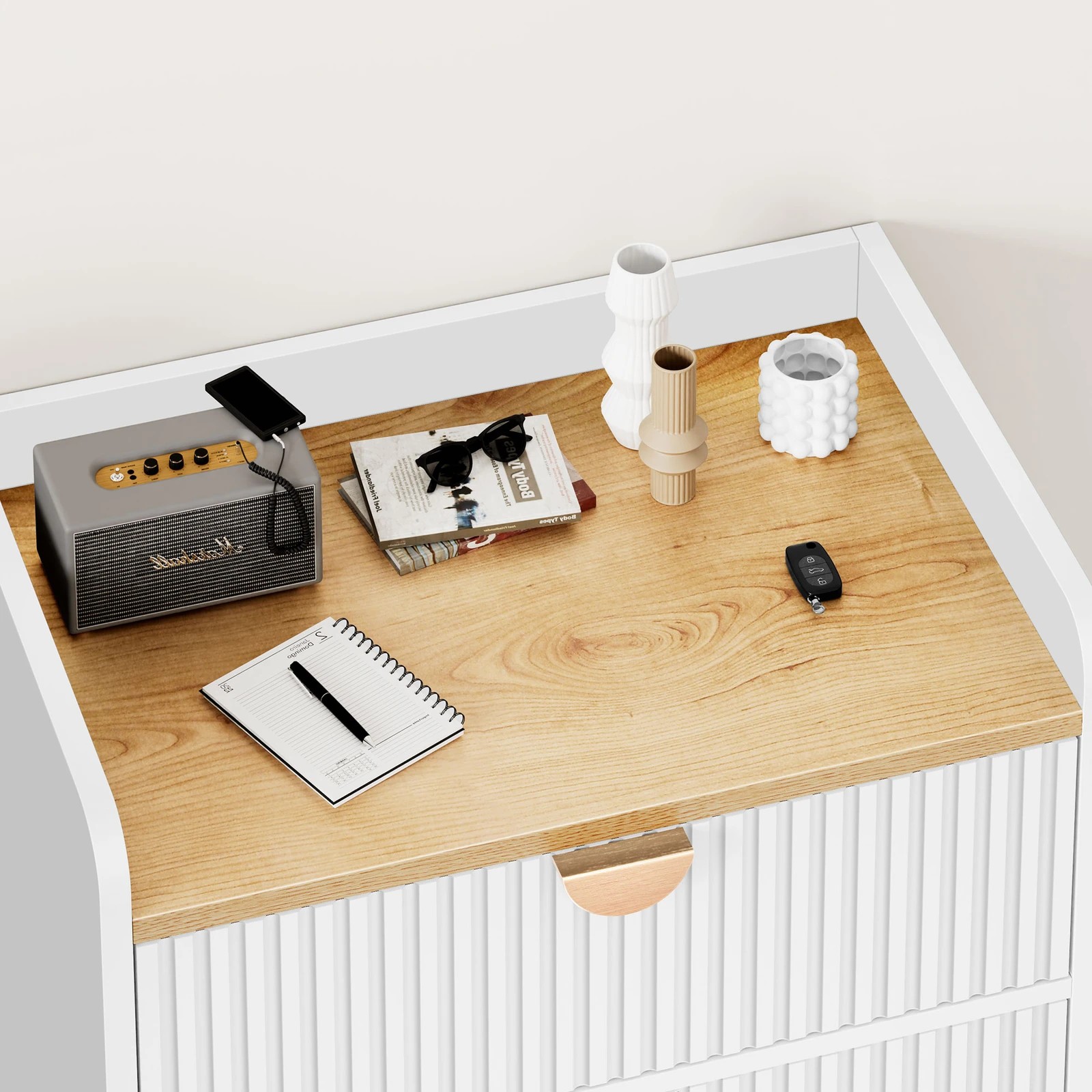 6 Alfordson 3 Chest of Drawers Modern Storage Cabinet Dresser - Oak, 6 of 10