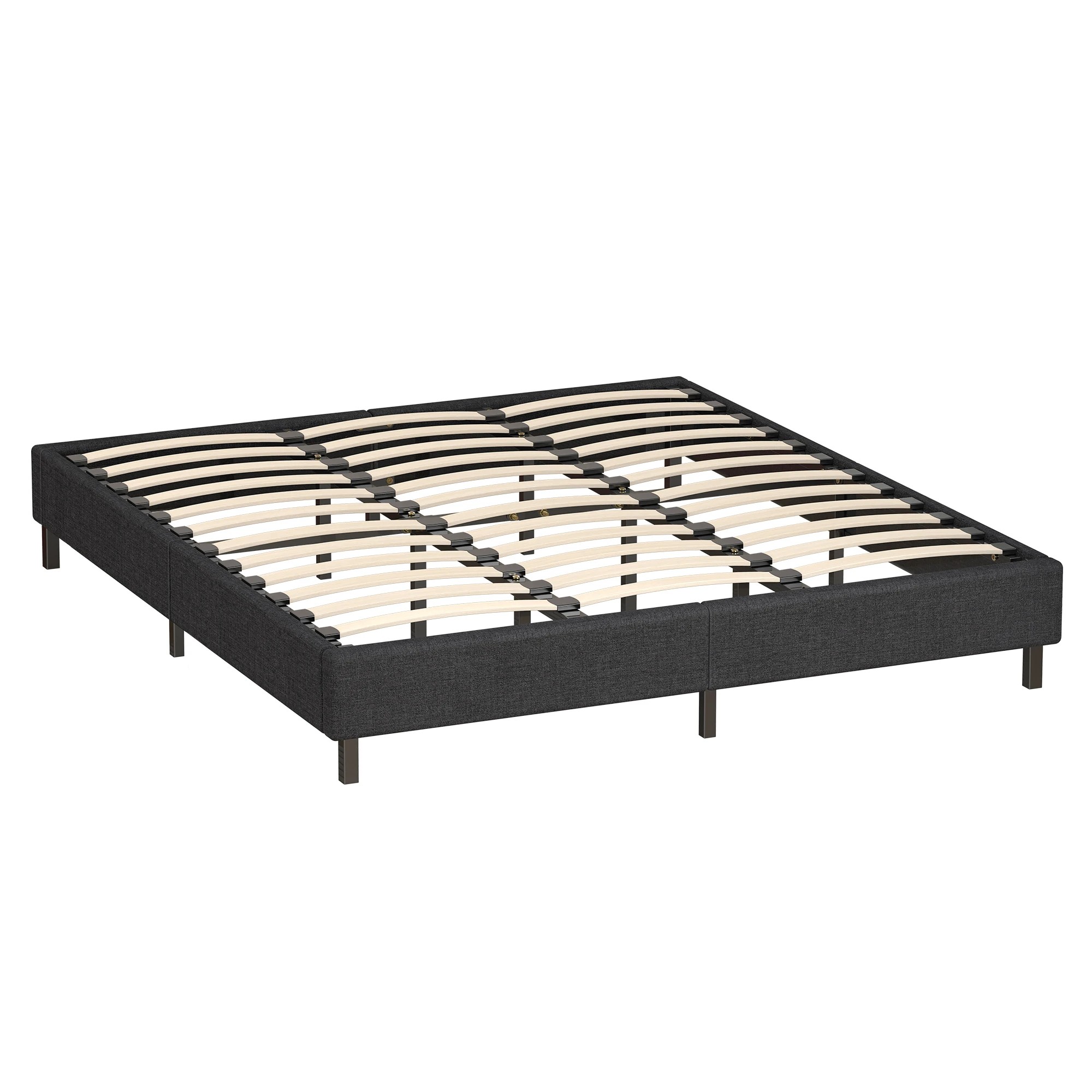 10 Alfordson Bed Frame King Size Mattress Base Foundation Fabric Basel - Charcoal, 10 of 10