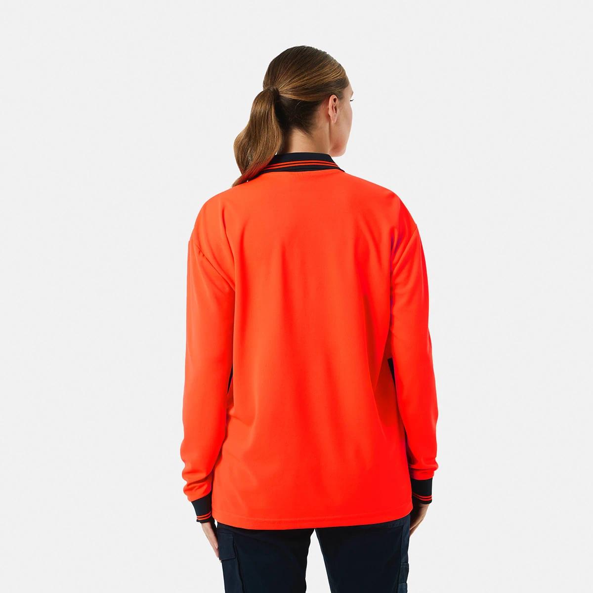 6 Hi-Visibility Long Sleeve Polo Shirt Orange, 6 of 10