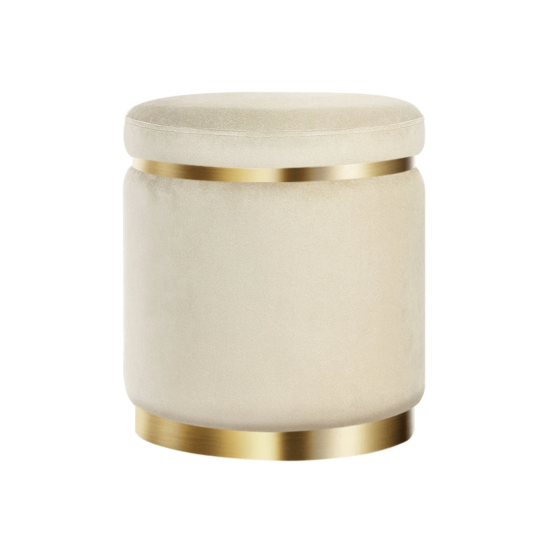 1 Artiss Ottoman Foot Stool Round Velvet - Beige, 1 of 6