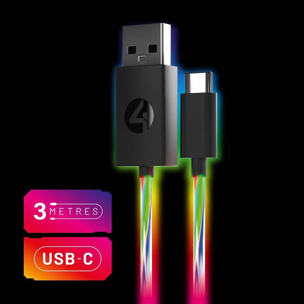 4 4Gamers 3m Light Up USB-C Play & Charge Cable, 4 of 5
