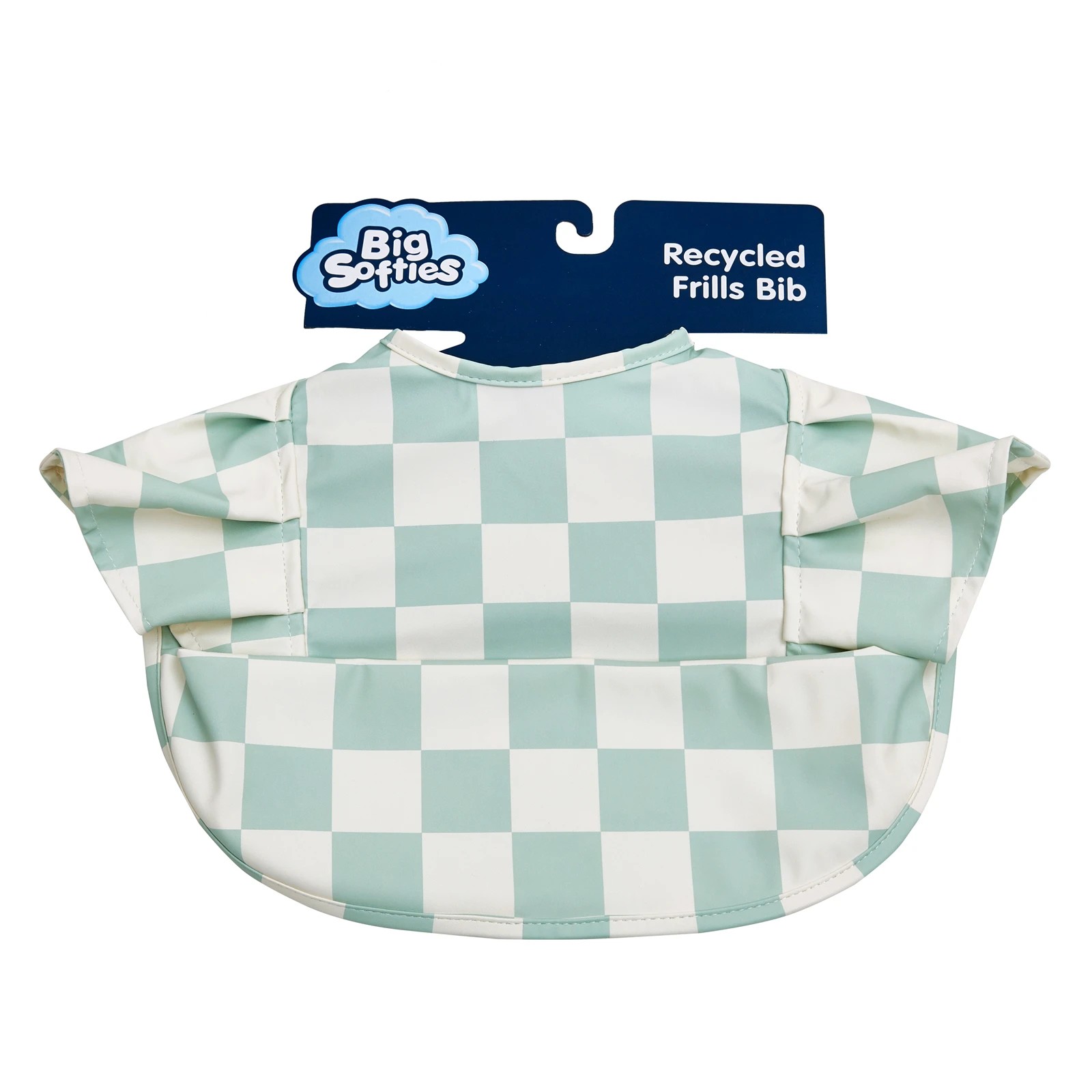 1 Big Softies Recycled Frill Bibs, Sage check, 1 of 5