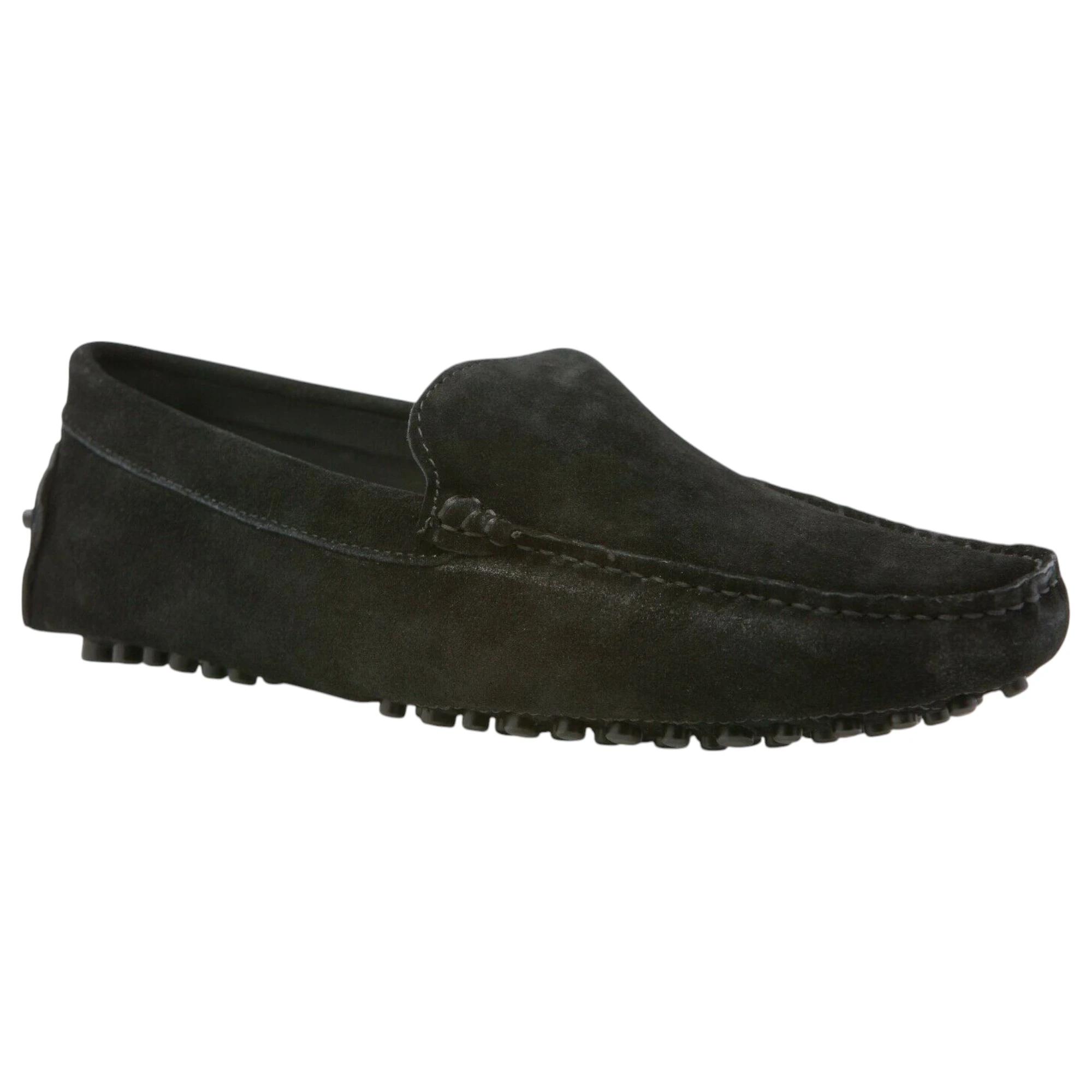 1 Zasel Mens Summer Boat Shoes Suede Casual Slip On Deck Driving Grip Loafers BLACK, 1 of 3