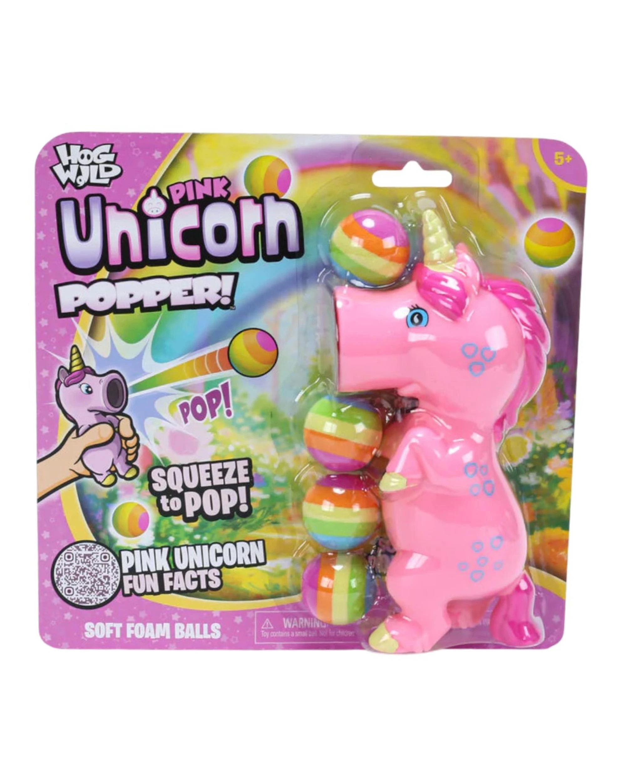 1 Hog Wild Pink Unicorn Popper Soft Ball Shooter - Pink, 1 of 4