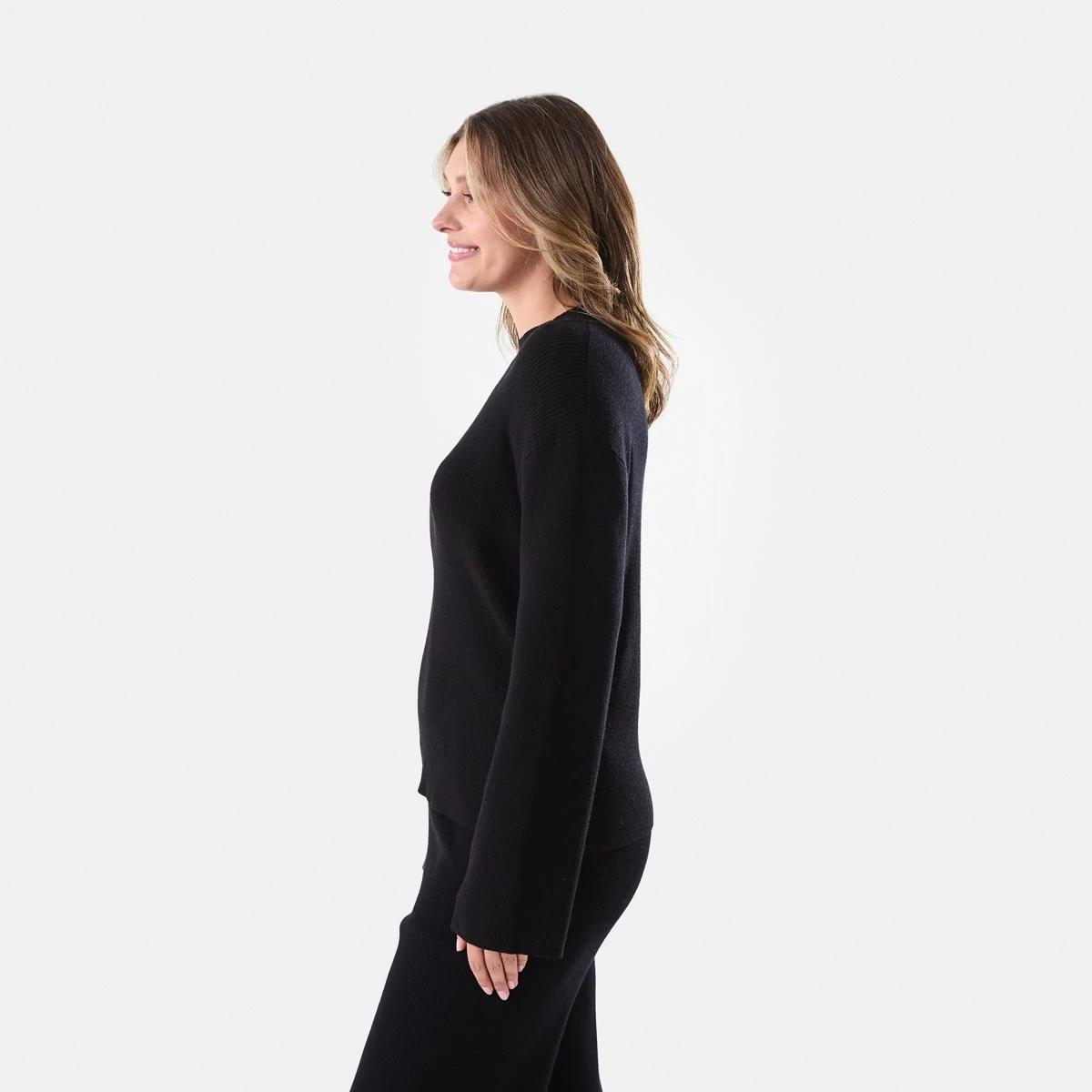 2 Mock Neck Rib Jumper Black, 2 of 6