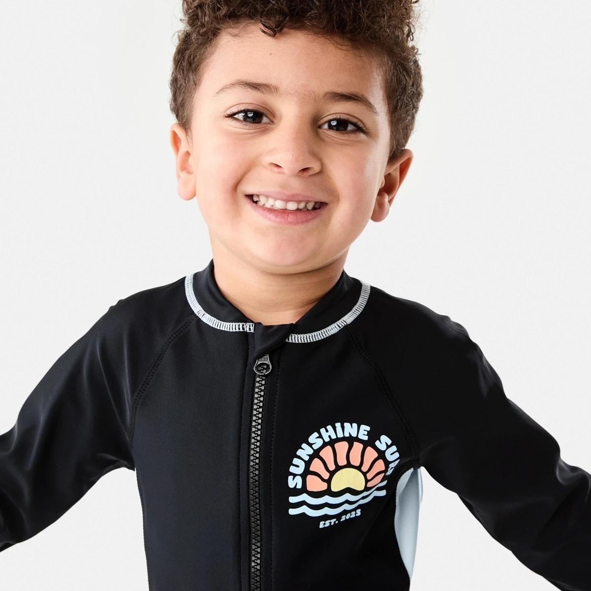 3 Long Sleeve Colour Block Swimsuit SUNSHINE SURF BLACK, 3 of 8