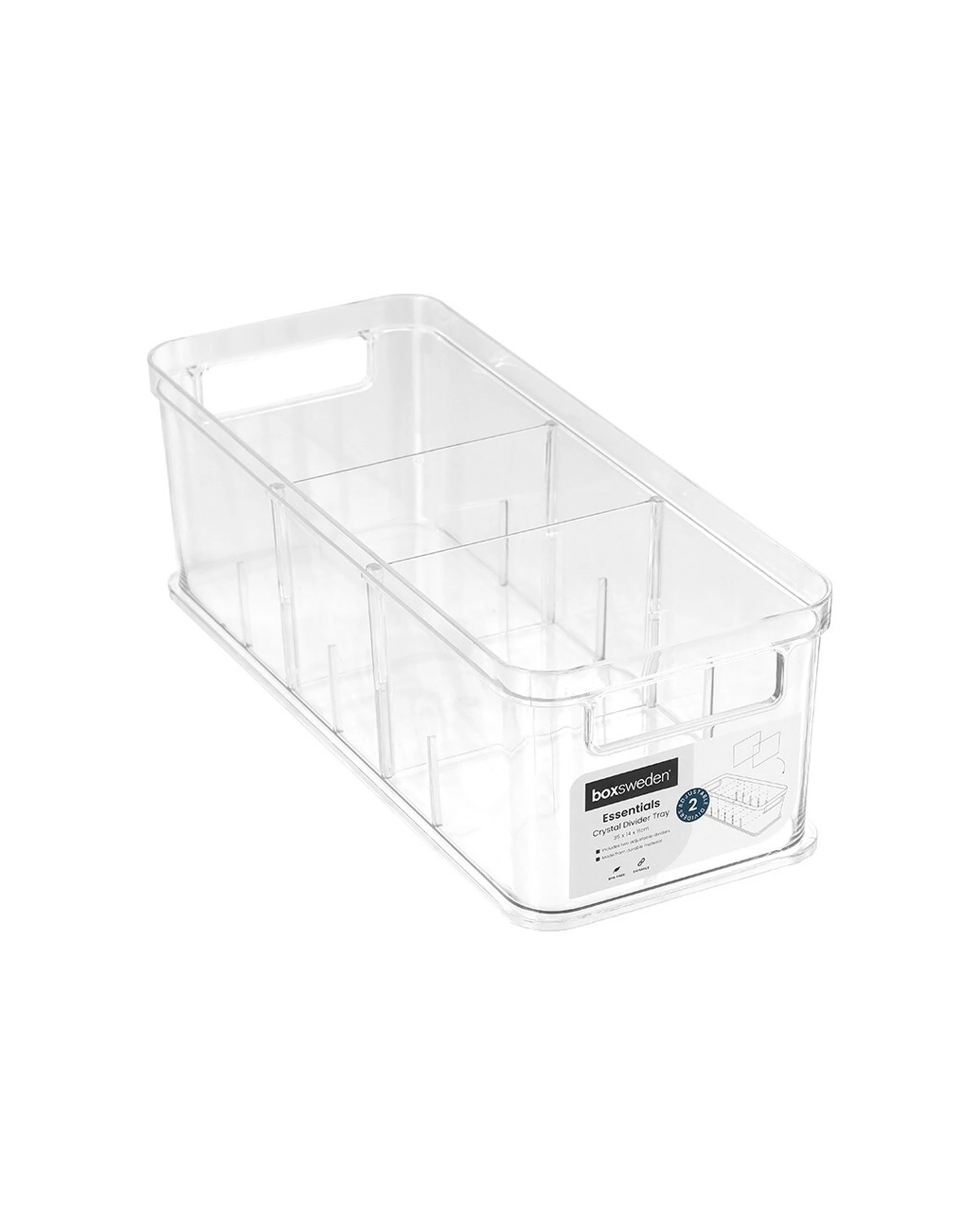 1 Boxsweden Crystal 35x14cm Storage Tray With Adjustable Dividers
 - Clear, 1 of 4