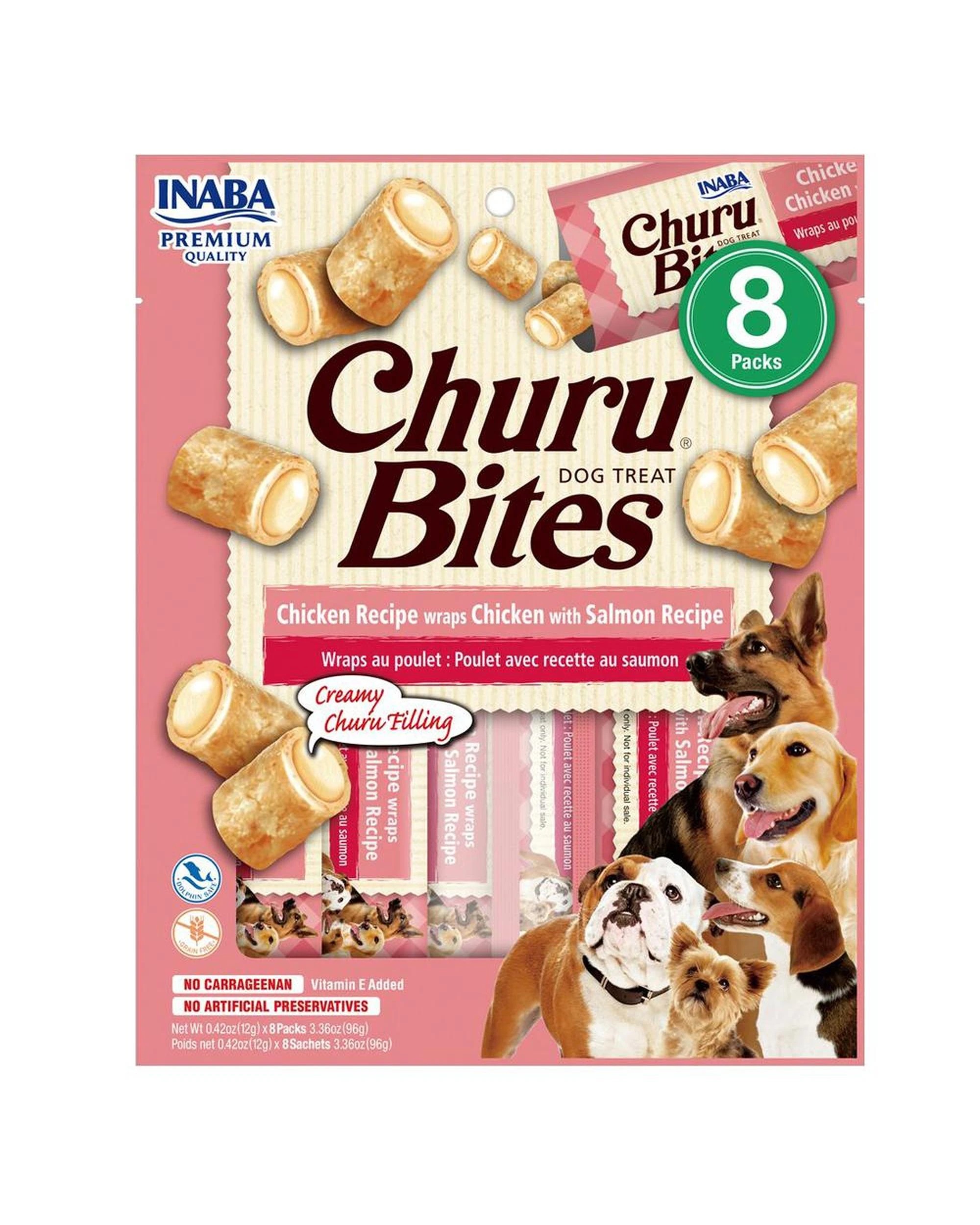 1 Inaba Churu Bites Dog Treat Chicken w/ Salmon 6 x 96g, 1 of 2