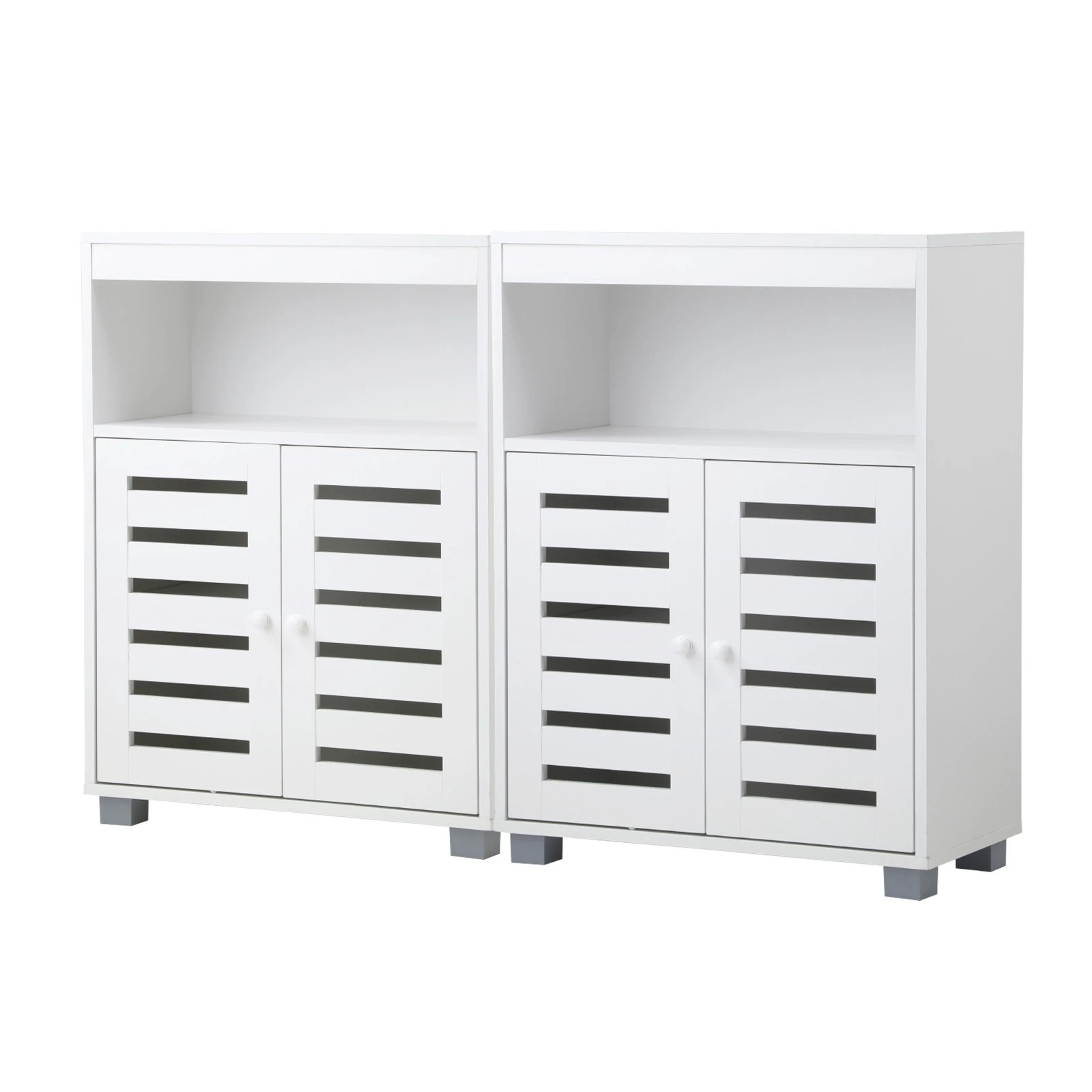 1 Oikiture 2x Buffet Sideboard Storage Cabinet - White, 1 of 9