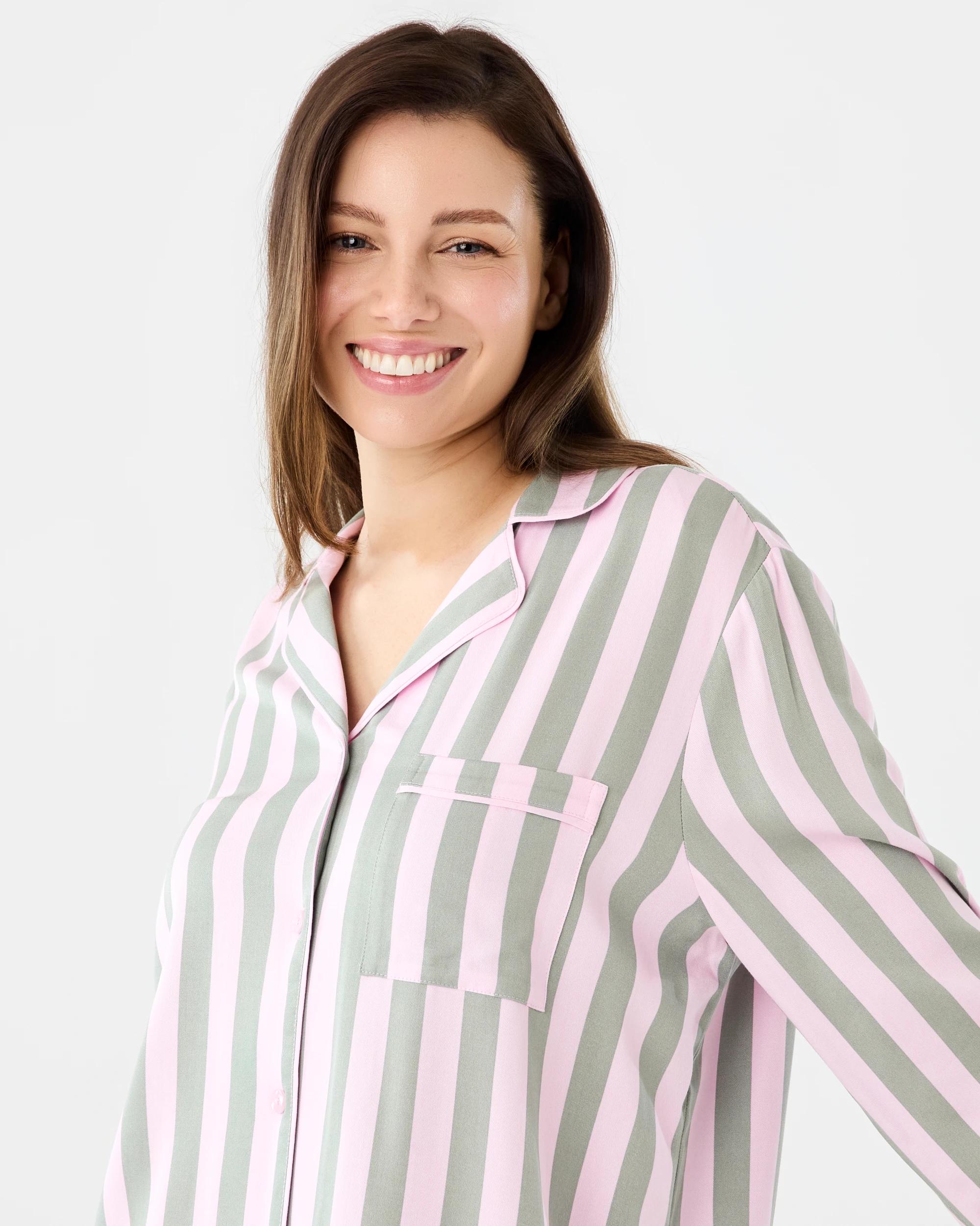 4 Long Sleeve Viscose Twill Pyjama Set Candy Strp, 4 of 7