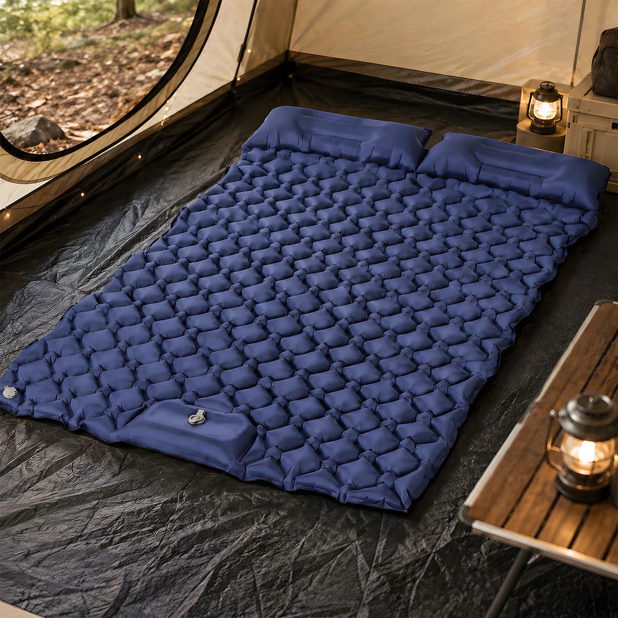 8 DreamZ Camping Mattress Sleeping Pad Inflation 40D Nylon TPU Camping Blue - Double Bed, 8 of 8