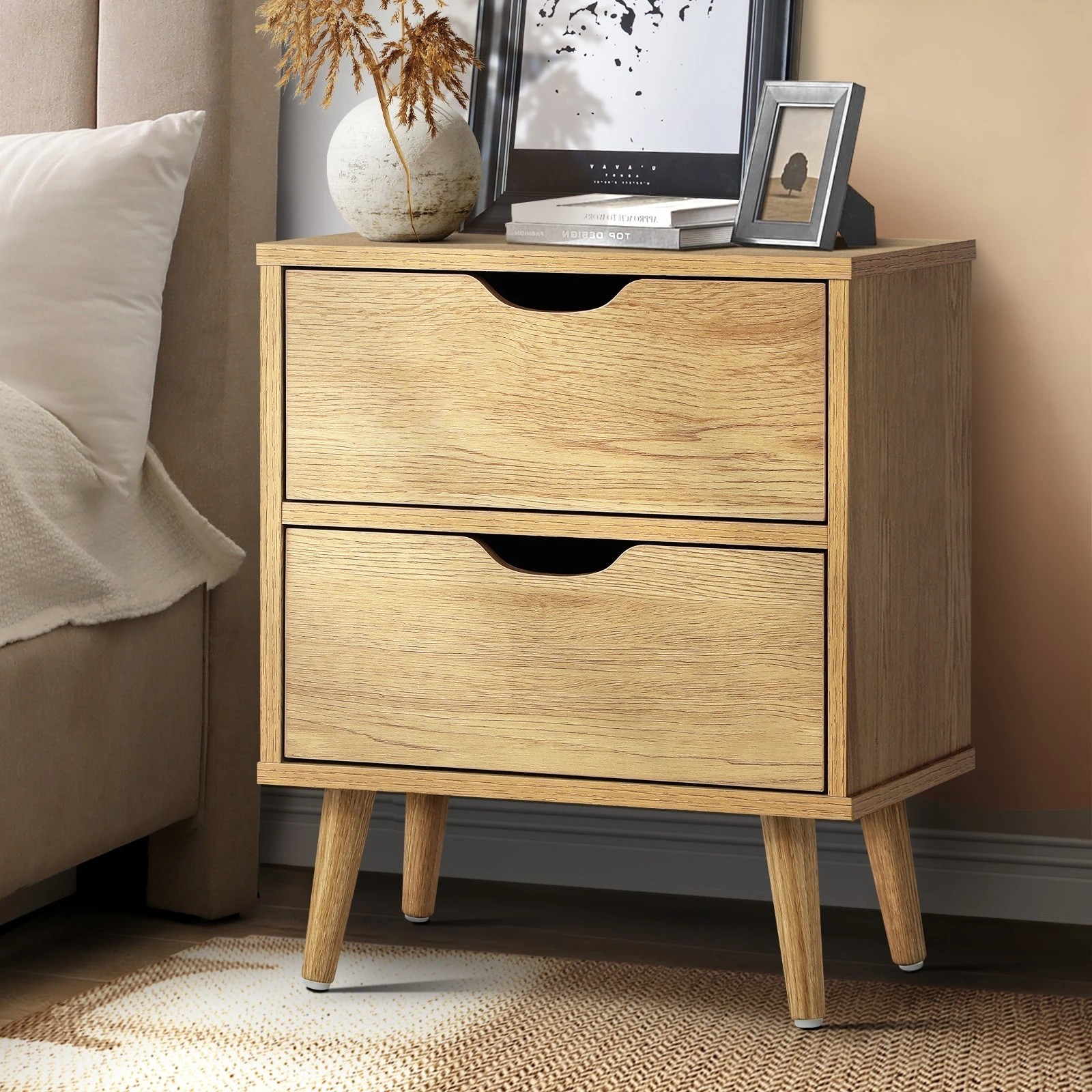 10 Oikiture 2 X Bedside Tables Side Table Bedroom Furnitureen - Natural, 10 of 10