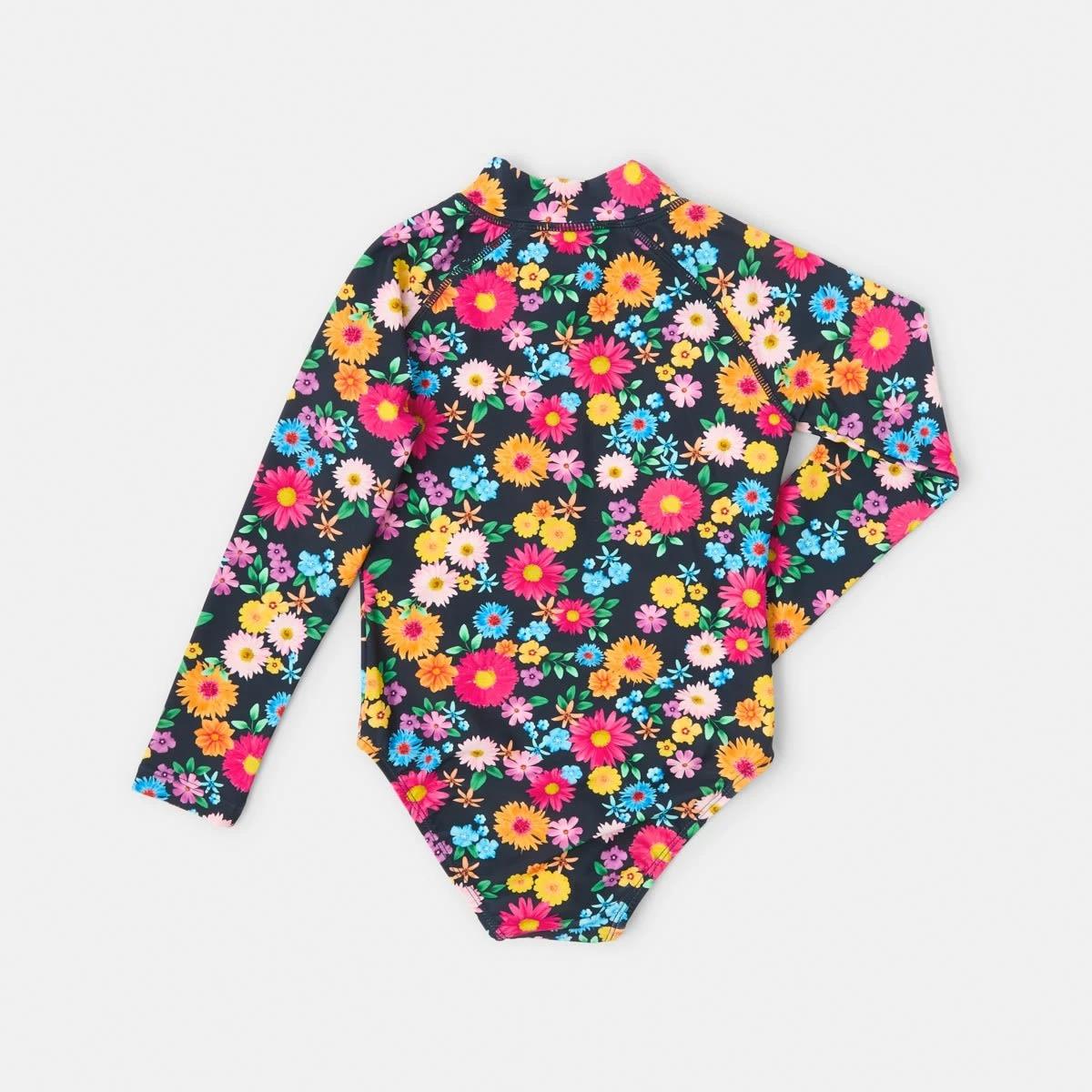 7 Long Sleeve One Piece Swimsuit Blu Floral, 7 of 7