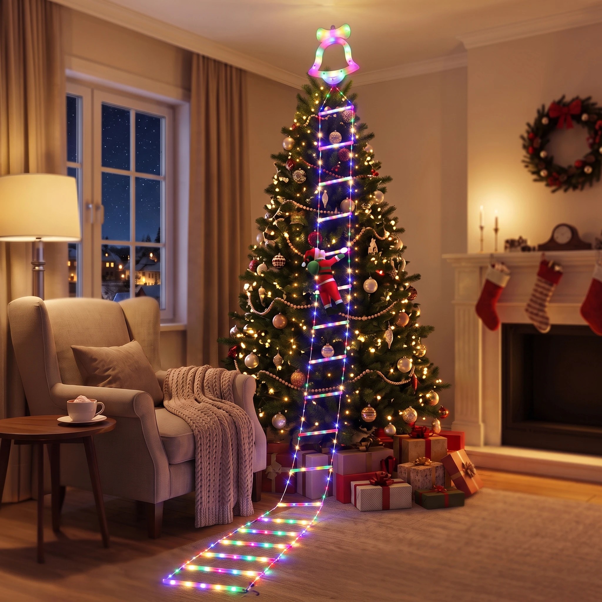 5 Jingle Jollys 3.5M Christmas Lights 300 LED Ladder Light with Santa Claus Decor - Multi, 5 of 9