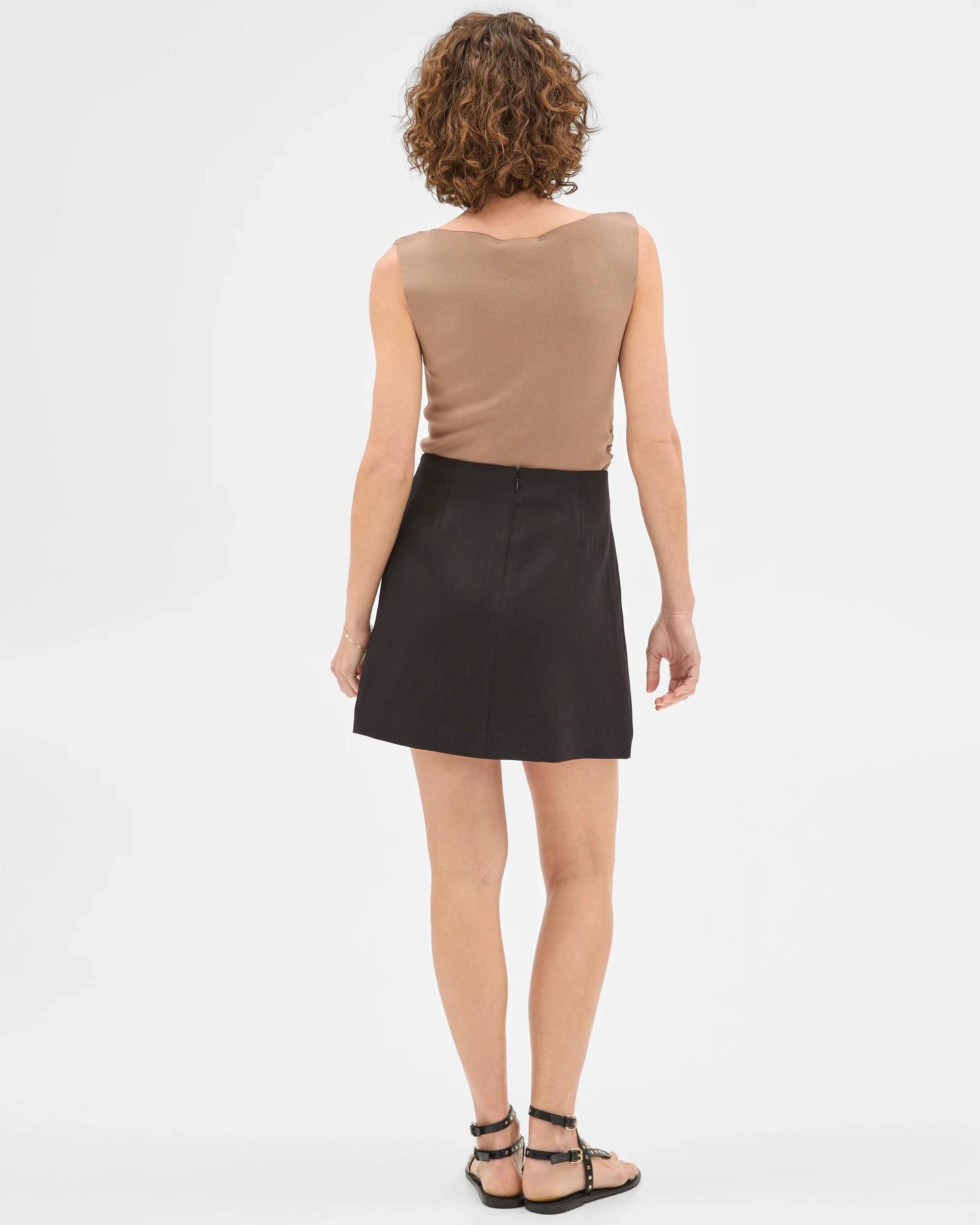 7 Summer Twill Seam Detail Mini Skirt - Preview BLACK, 7 of 7