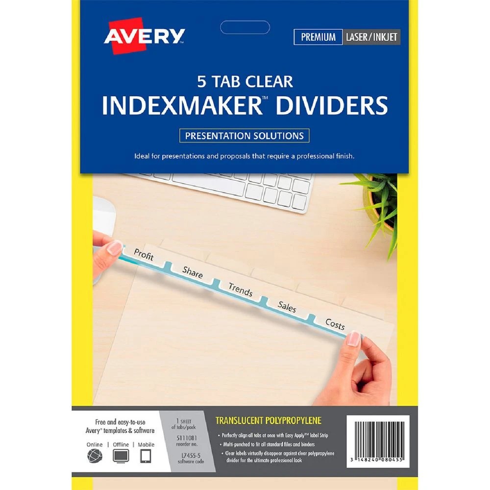 1 Avery A4 IndexMaker with 5 Tabs Clear, 1 of 6