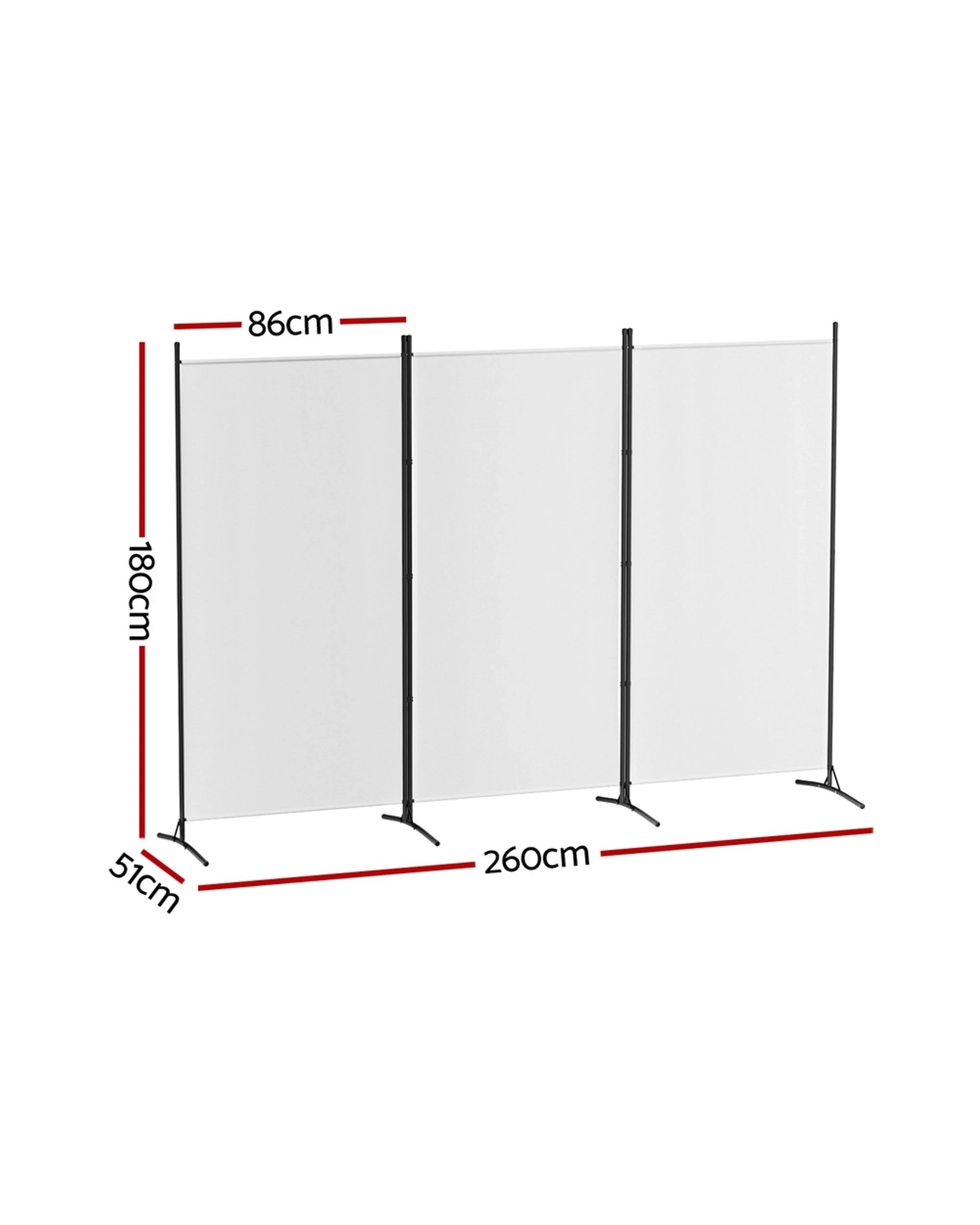 2 Artiss 3 Panel Room Divider Screen 260x180cm Fabric - White, 2 of 7