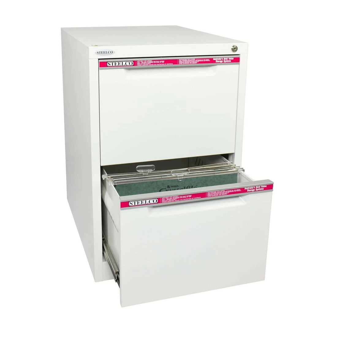 6 Steelco 2 Drawer Filing Cabinet White Satin, 6 of 6