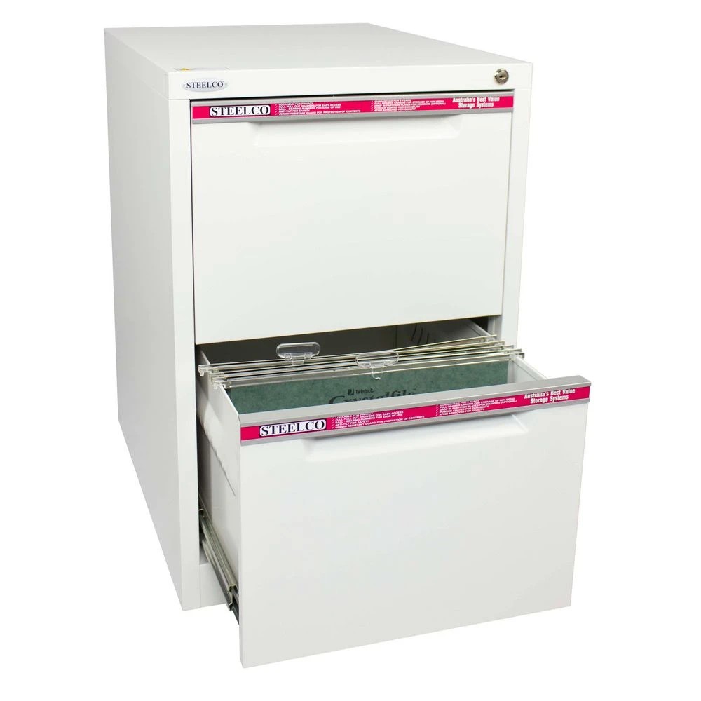 6 Steelco 2 Drawer Filing Cabinet White Satin Cabinets Filing Drawer Cabinets, 6 of 6