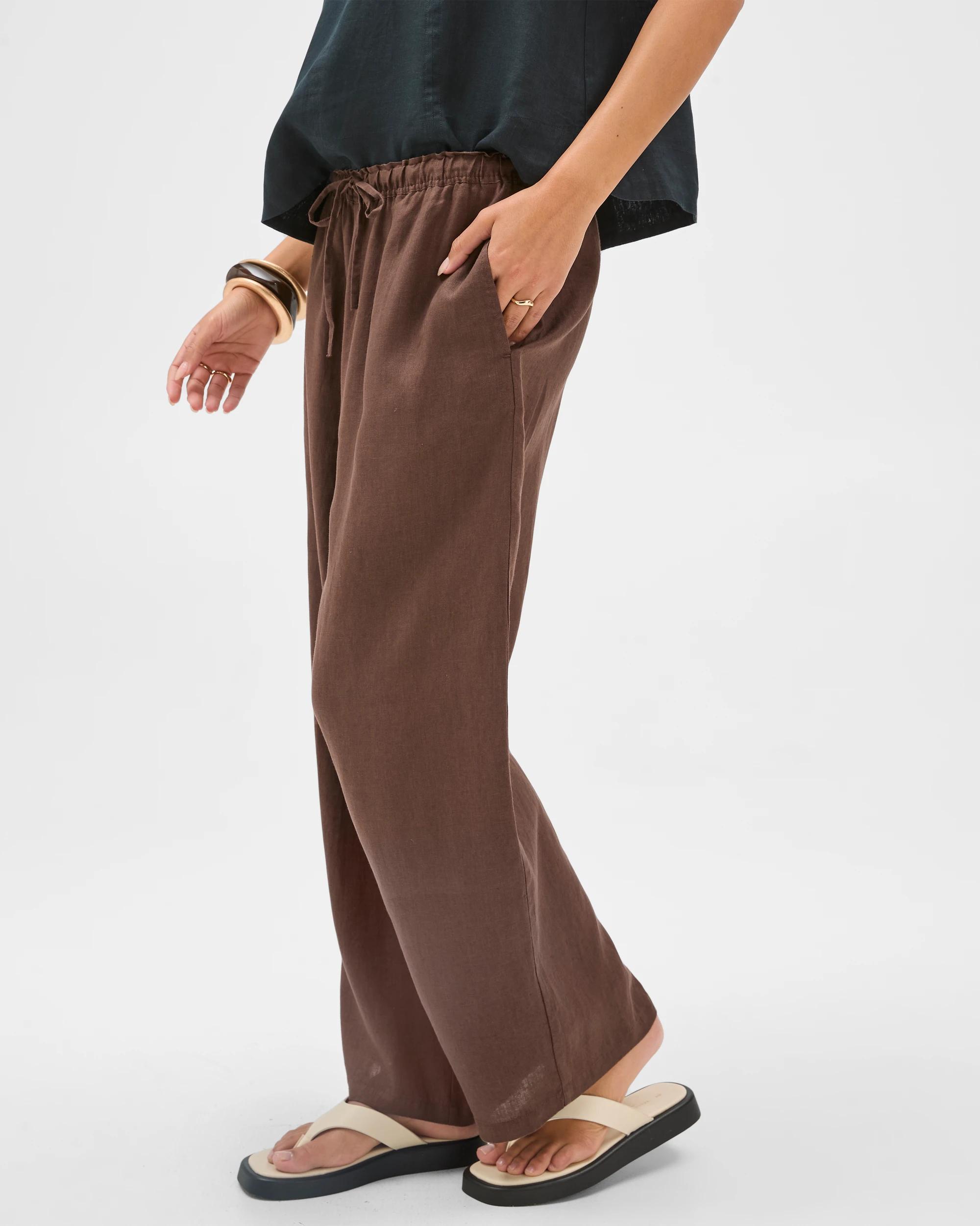 4 Target Woman European Linen Wide Leg Pants COFFEE BEAN, 4 of 6