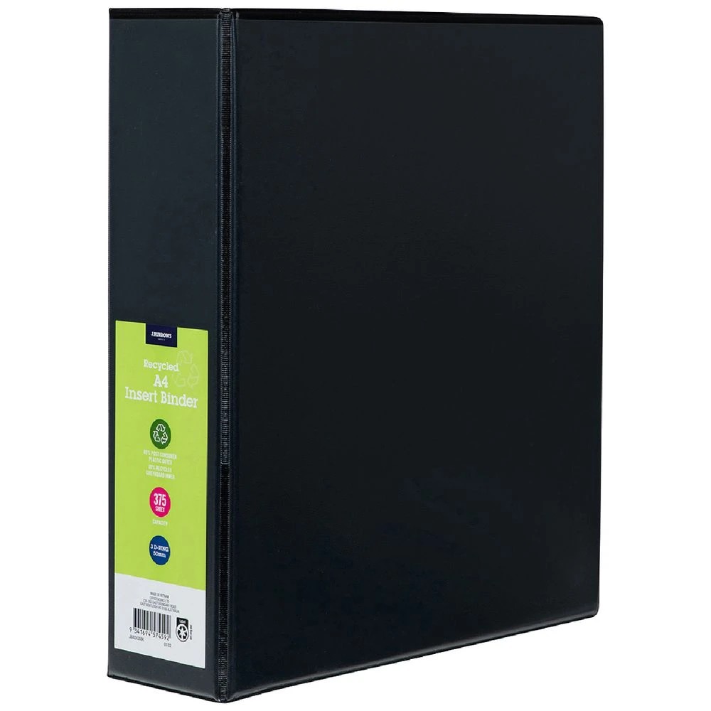 1 J.Burrows Insert Binder A4 3 D-Ring 50mm Black, 1 of 6