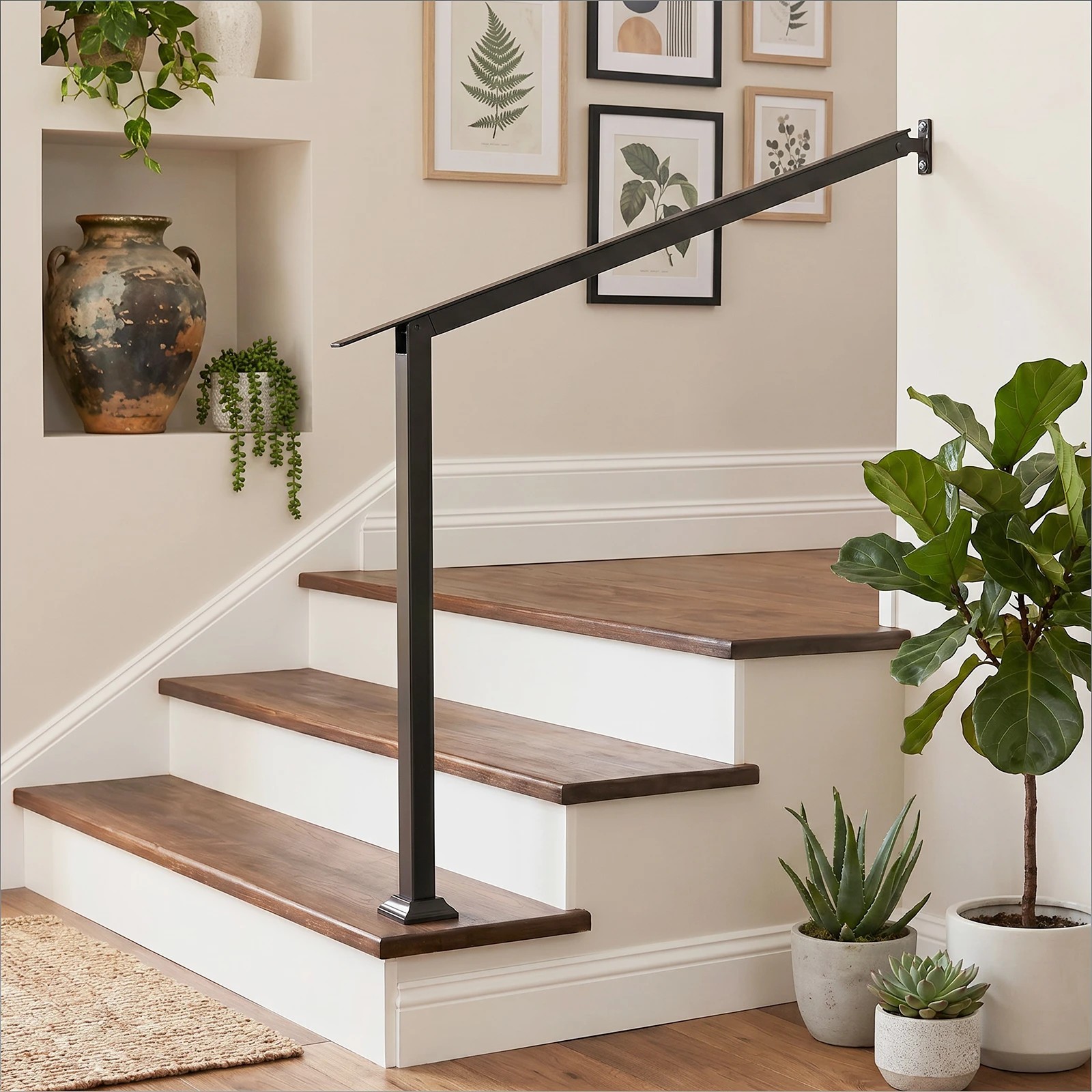 3 Costway 1 Pack Galvanized Steel Handrails 2 Step Stair Railing Kit, 3 of 7