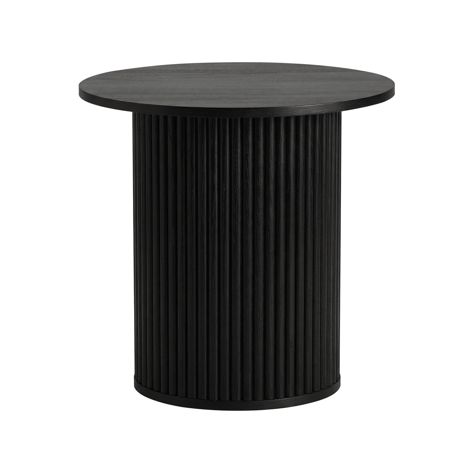 1 Oikiture Coffee Table Side End Tables Sofa Desk Bedside Round Wood - Black, 1 of 9
