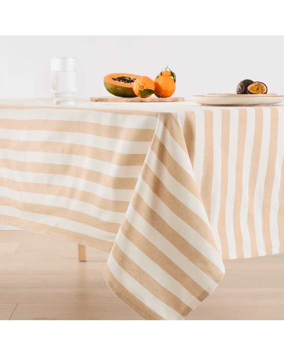 Natural Stripe Tablecloth