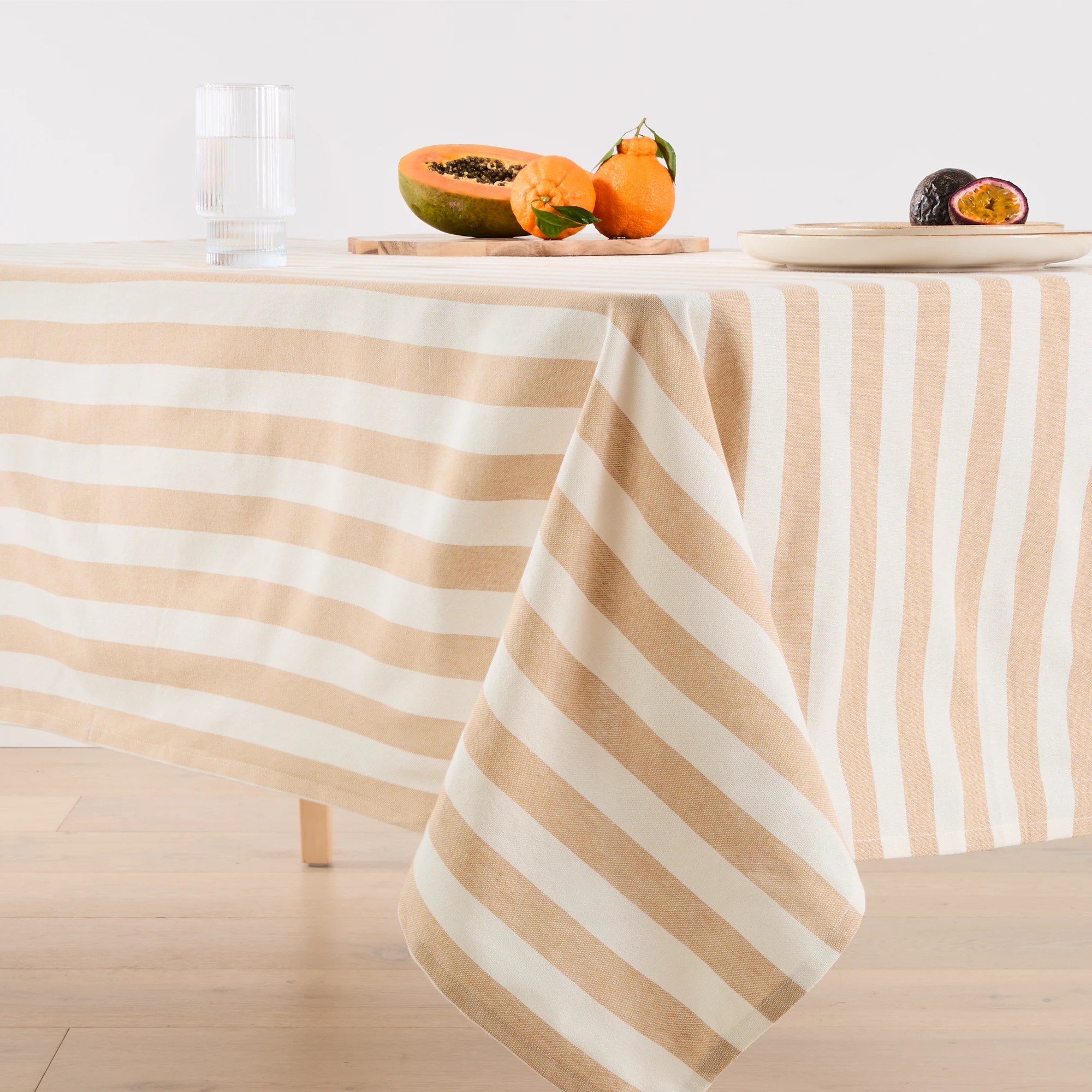 1 Natural Stripe Tablecloth, 1 of 6