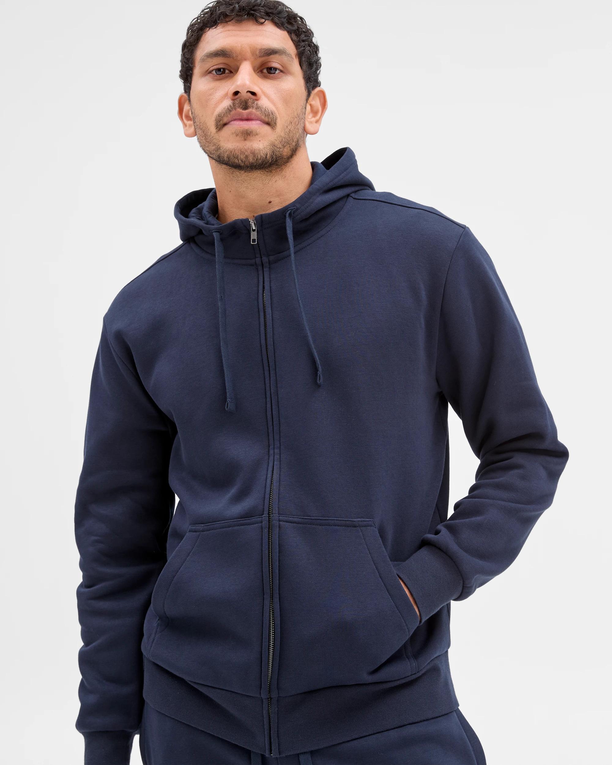 3 Target Man Australian Cotton Blend Zip Thru Hoodie NAVY, 3 of 8
