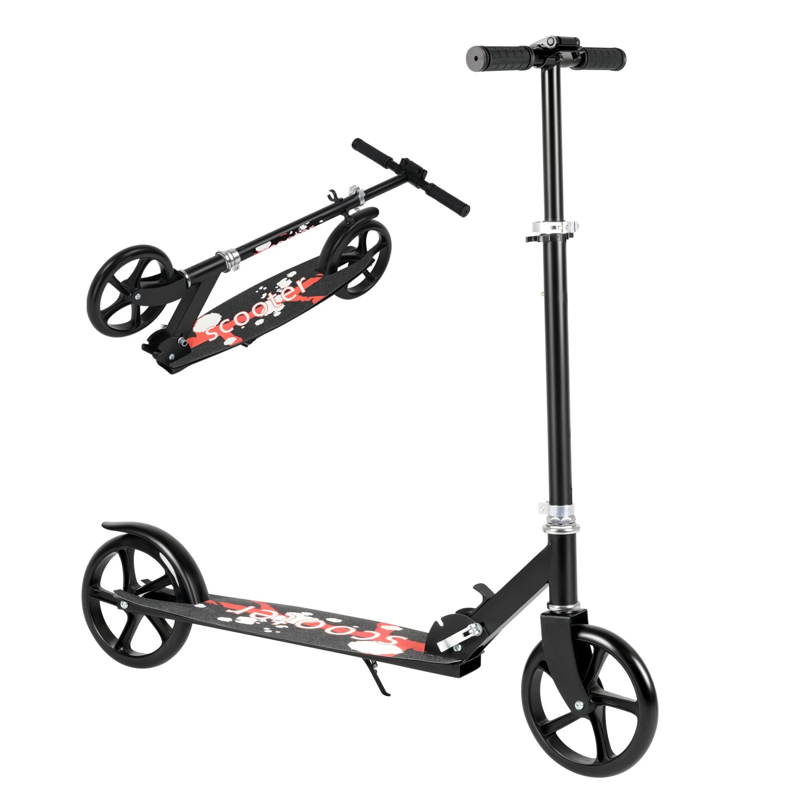 1 Advwin Folding Kids Kick Scooter w/ Big Wheel & Adjustable Height for 6+years - Red, 1 of 7