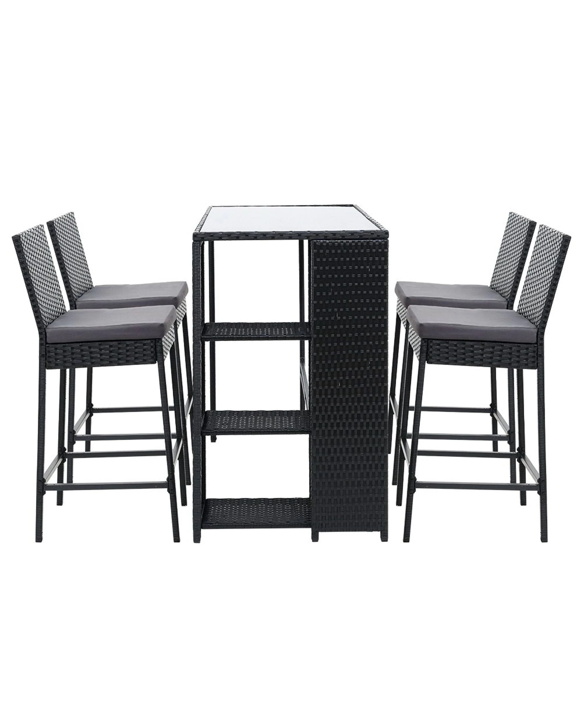 2 Gardeon 5-piece Outdoor Bar Set Patio Dining Chairs Wicker Table Stools
 - Black, 2 of 2