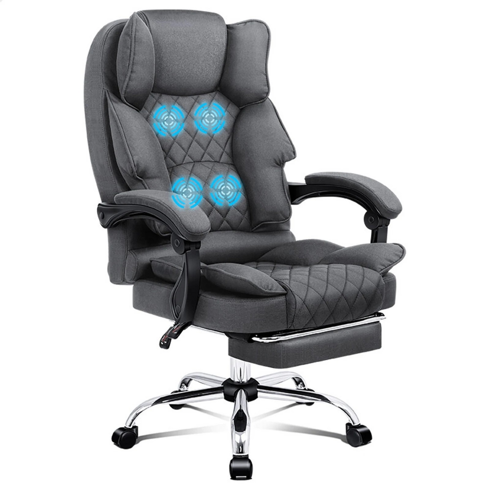 1 Alfordson Massage Office Chair Fabric Executive Recliner Gaming Computer Seat - Grey, 1 of 10