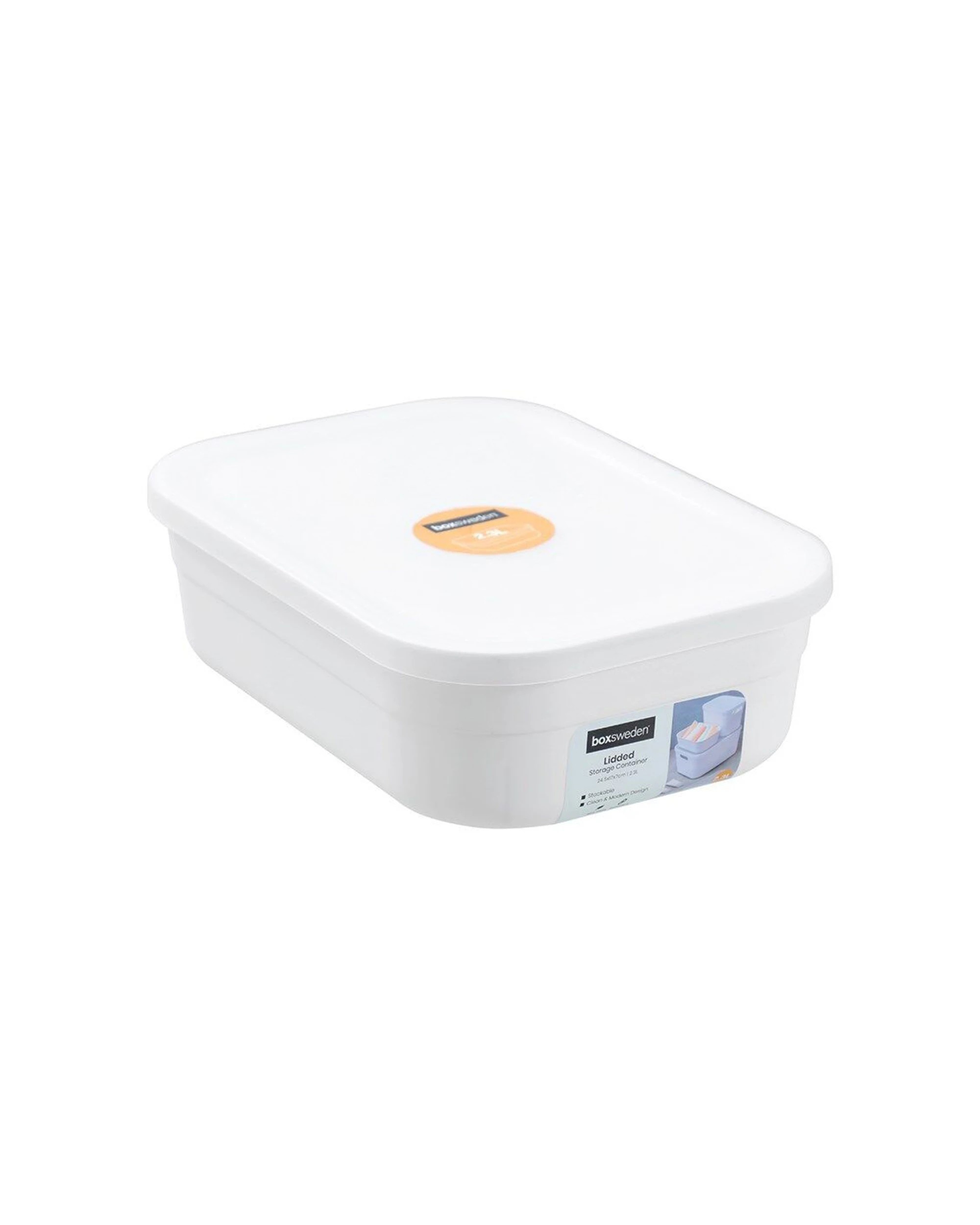 1 Boxsweden Stackable Storage Container Lidded 24.5cm 2.3L Durable Plastic
 - white, 1 of 6