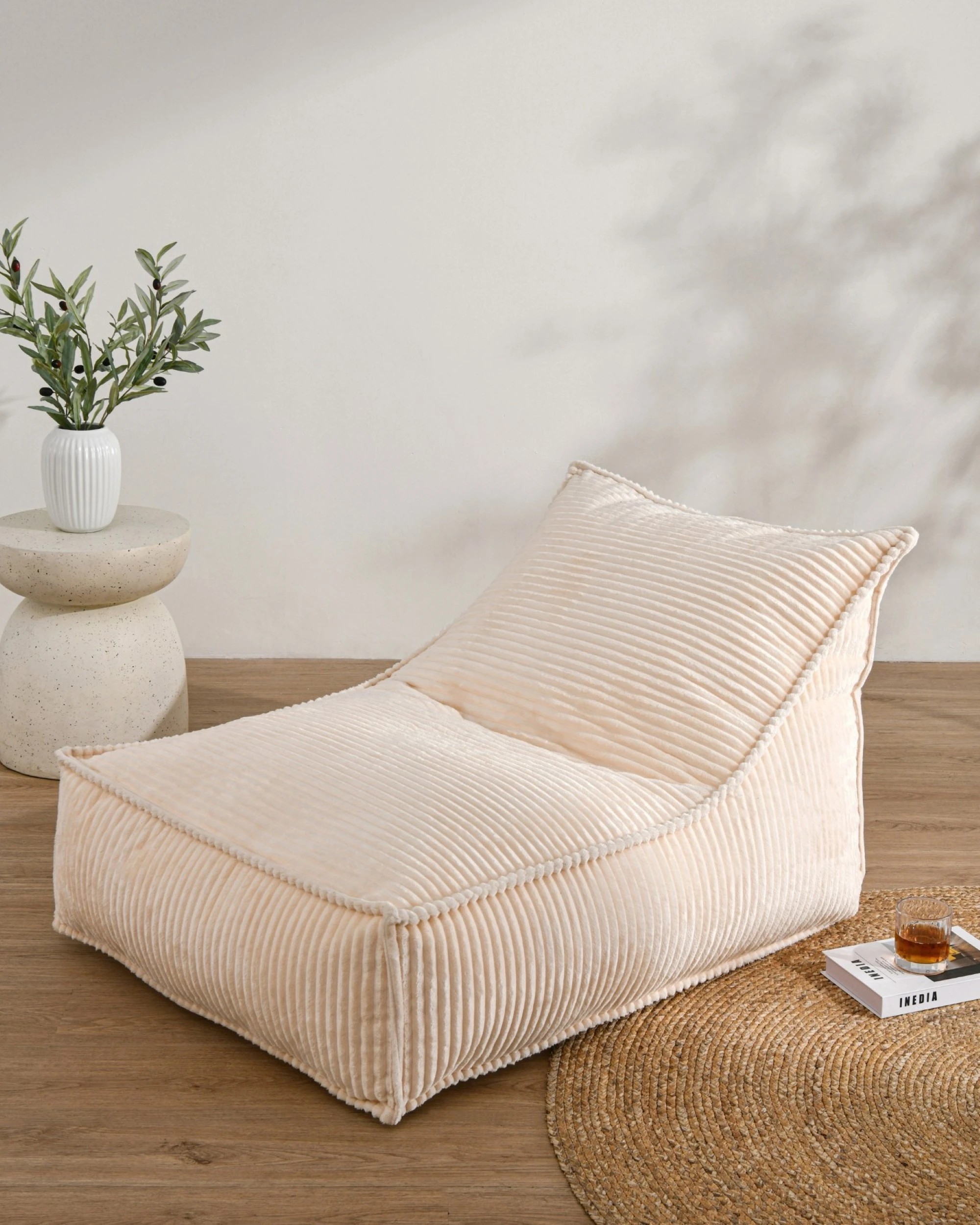 7 Cadence & Co. Wilde Ribbed Luxe Fleece Bean Bag Lounge Cover - Vanilla Cream, 7 of 7
