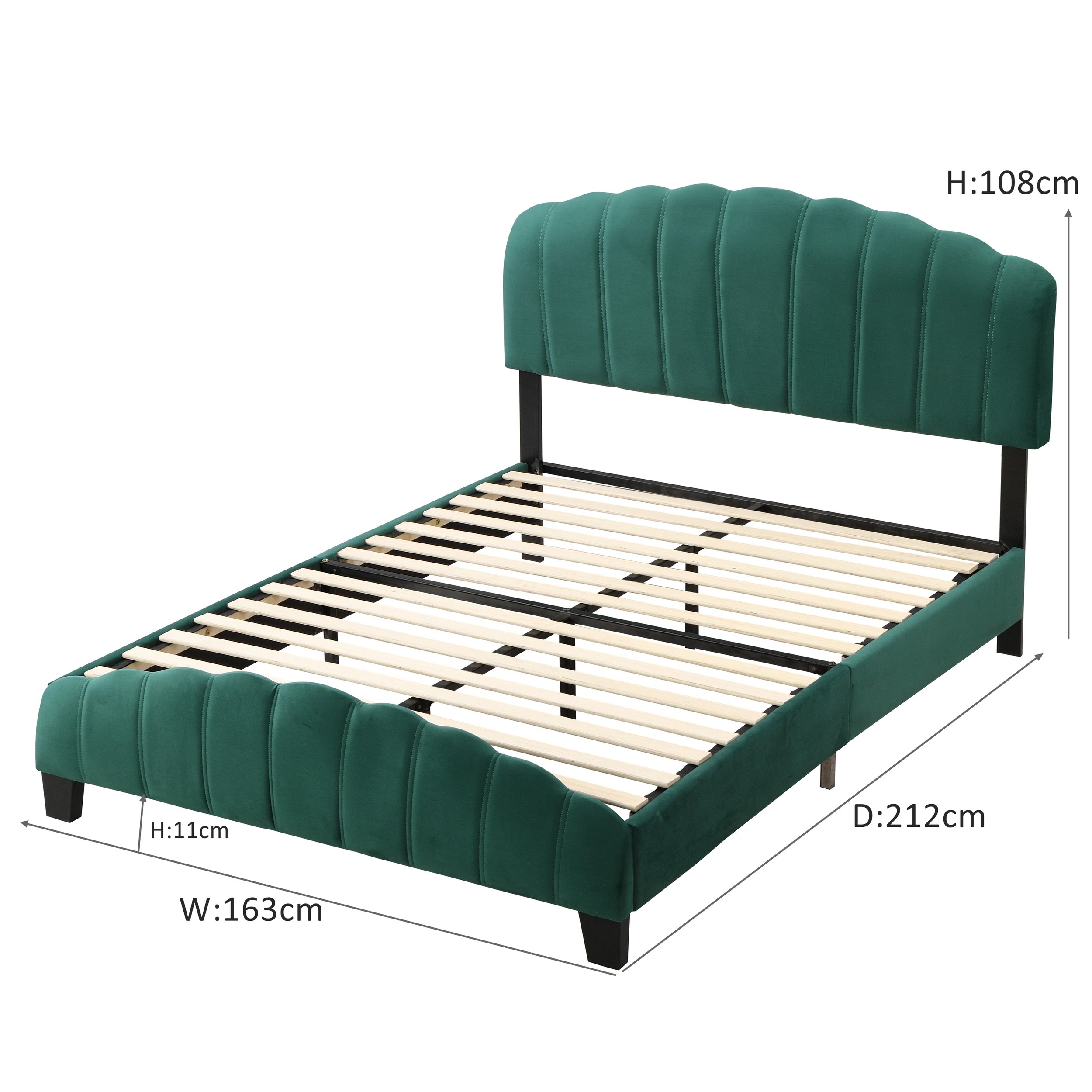 10 IHOMDEC BEF04 Queen Shell-Style Bed Frame - Green - Green, 10 of 10