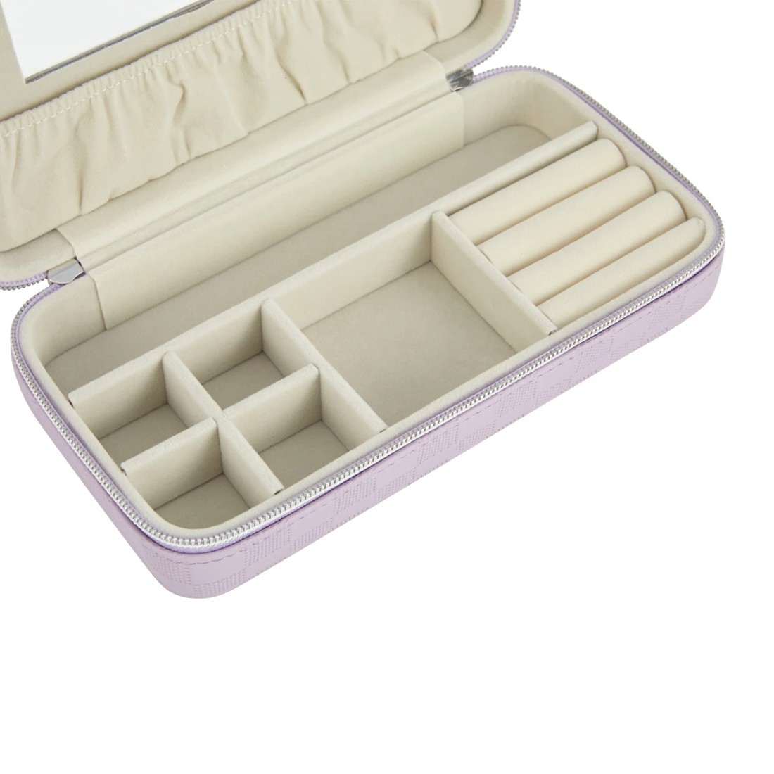 8 Lilac Check Large Zip Jewellery Case, 8 of 9