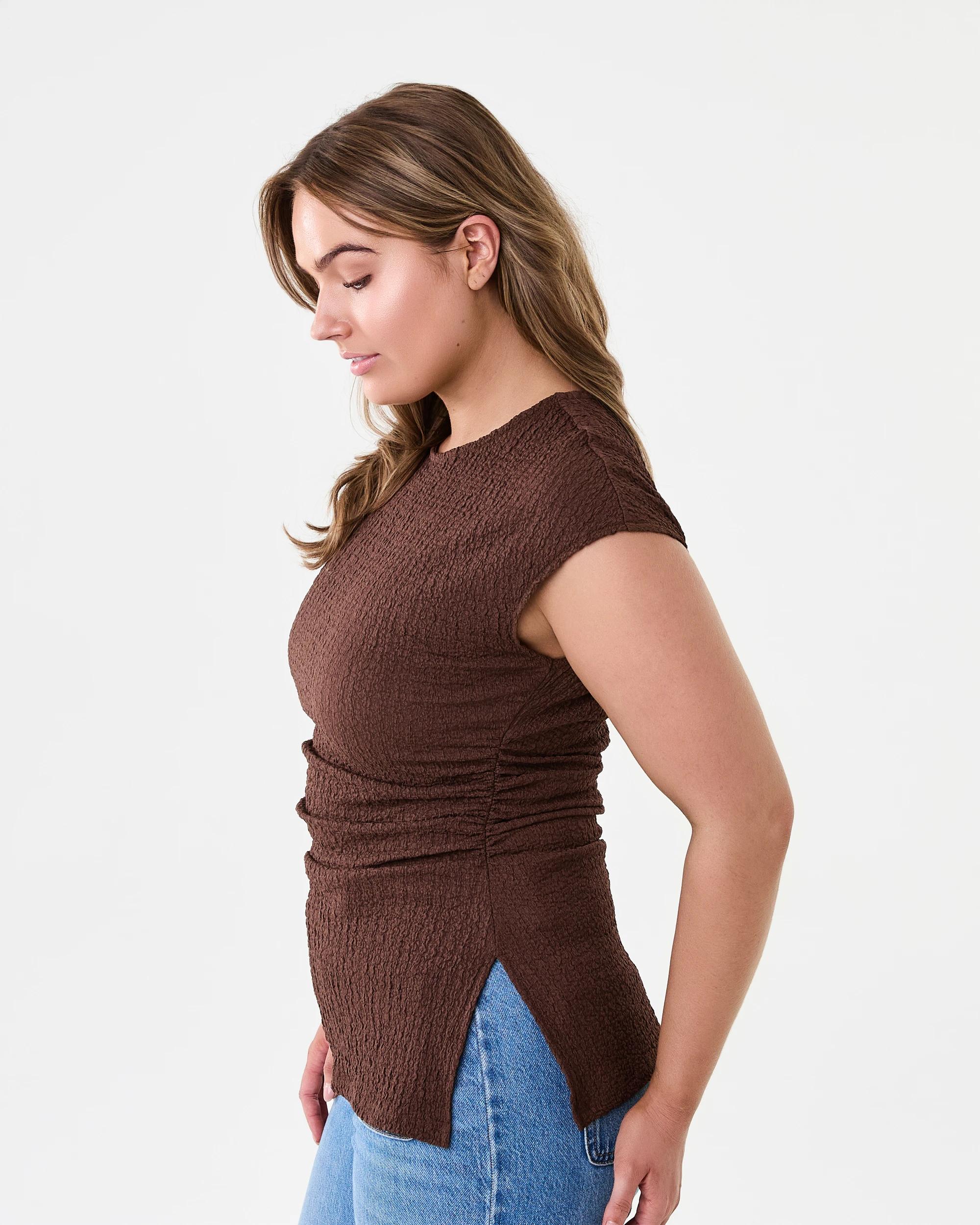 2 Short Sleeve Textured T-shirt Cocoa Brn, 2 of 7