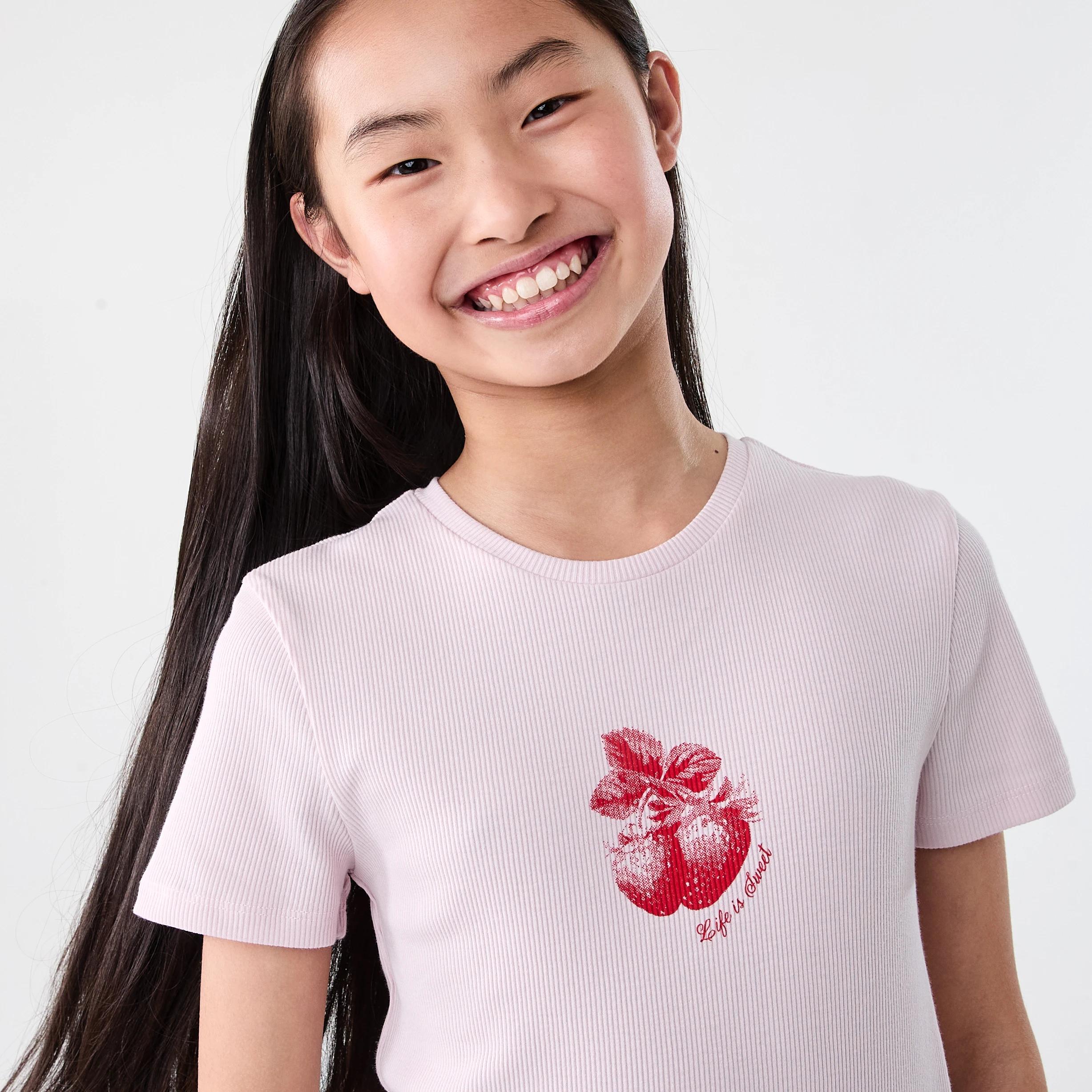 3 Short Sleeve Rib Top Pnk Fruit, 3 of 6