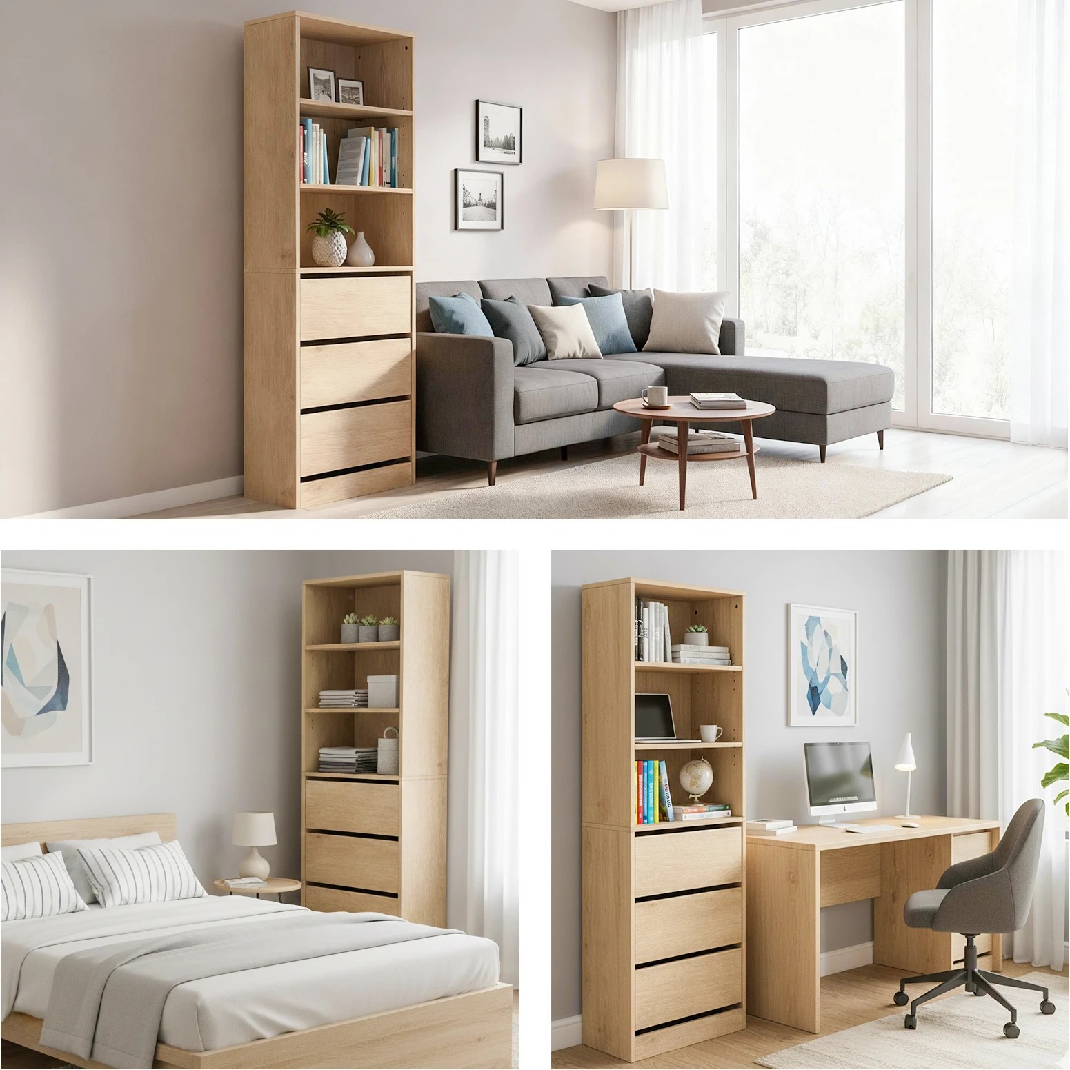 7 Artiss 3 Chest of Drawers Tallboy Cabinet - Natural, 7 of 9