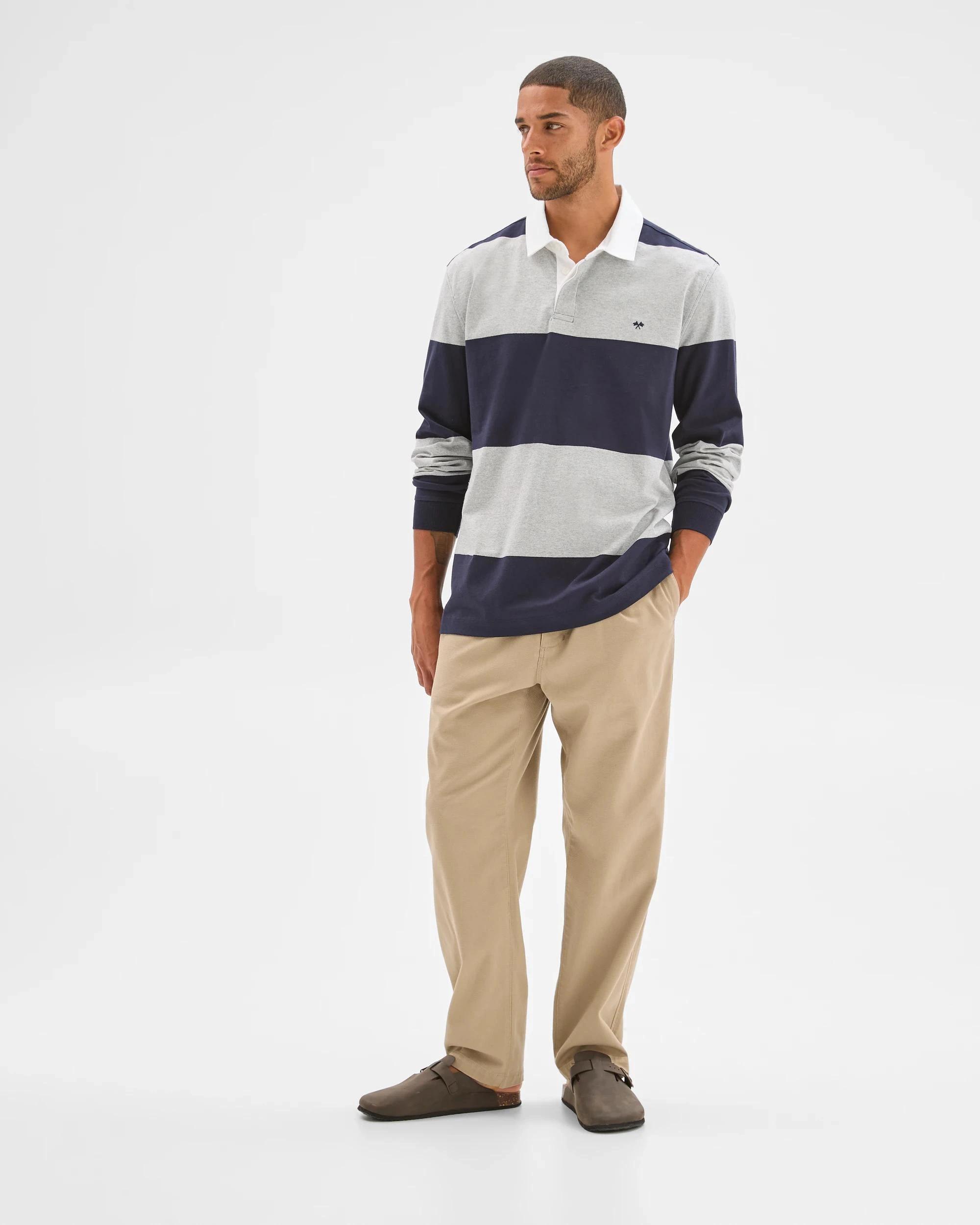 2 Target Man Australian Cotton Blend Long Sleeve Rugby Polo Top GREY MARLE, 2 of 6