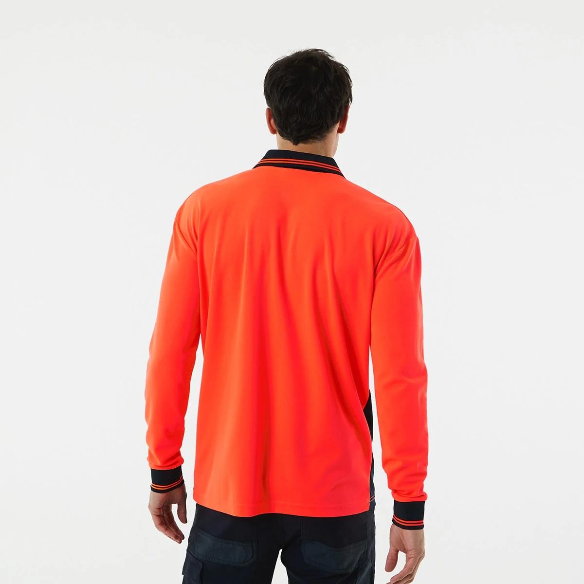 7 Hi-Visibility Long Sleeve Polo Shirt Orange, 7 of 10