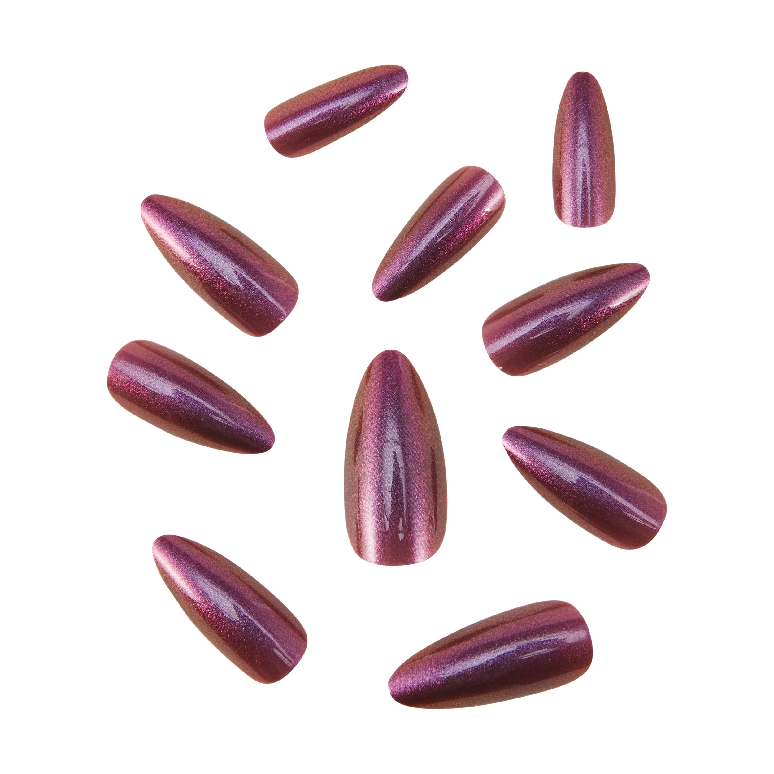 2 OXX Cosmetics 24 Pack Artificial Nails with Adhesive - Pointed Stiletto Shape, Cherry, 2 of 4