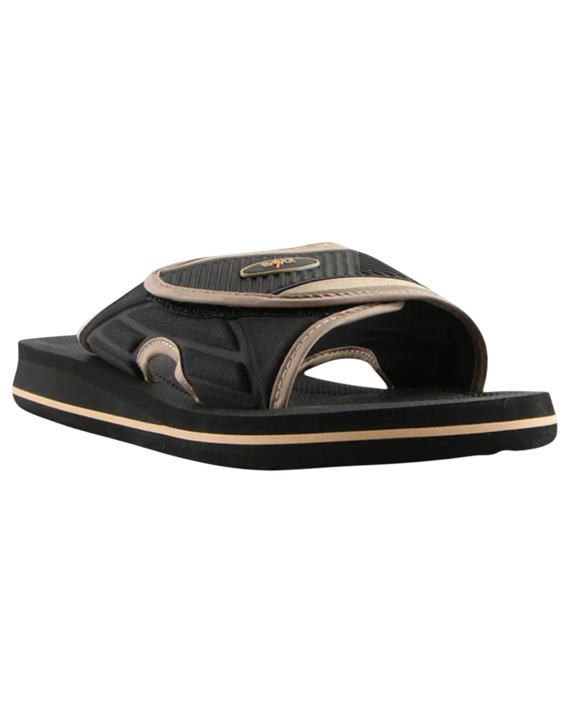 1 Lightning Bolt Mens New Legend Thongs Sandals Shoes Flip Flops KHAKI/BLACK, 1 of 3